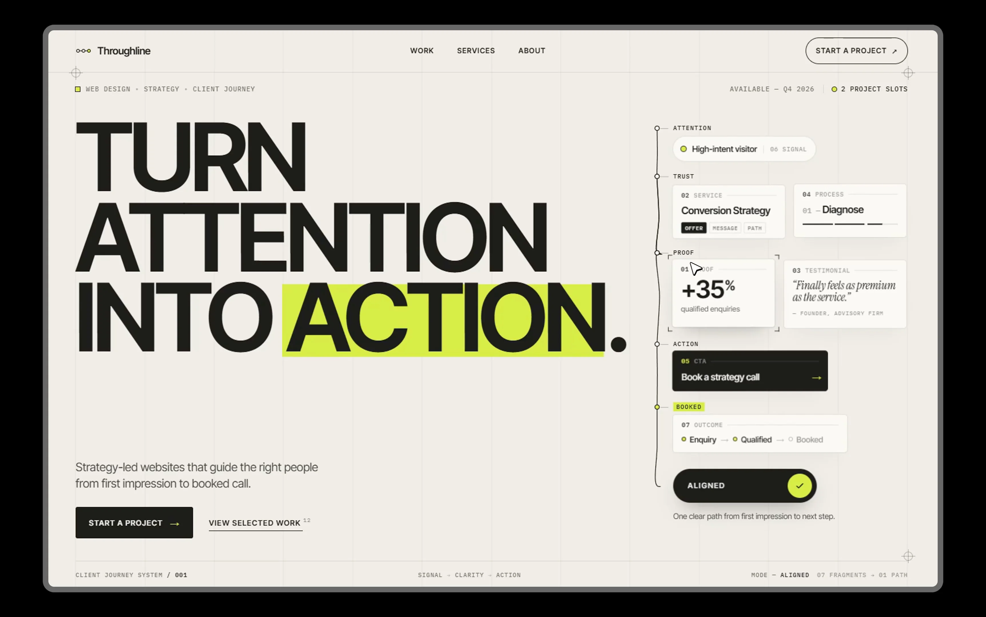Every card in this video is something most service websites already have, like results and reviews. Usually they’re scattered and nobody connects them. Press the button and they line up in the order people actually decide to hire you. That’s most of what I do for clients.