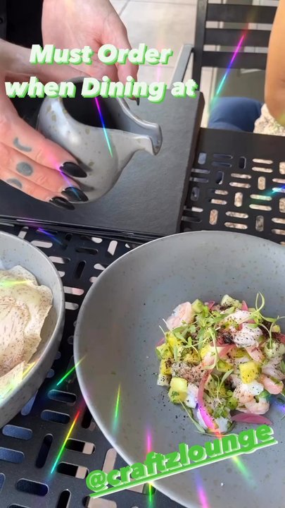 Craftz Lounge - Shrimp Ceviche with a delicious sauce paired with Taro chips!  It's a must try! - Cocktail Bars Near Me - Riverside, California