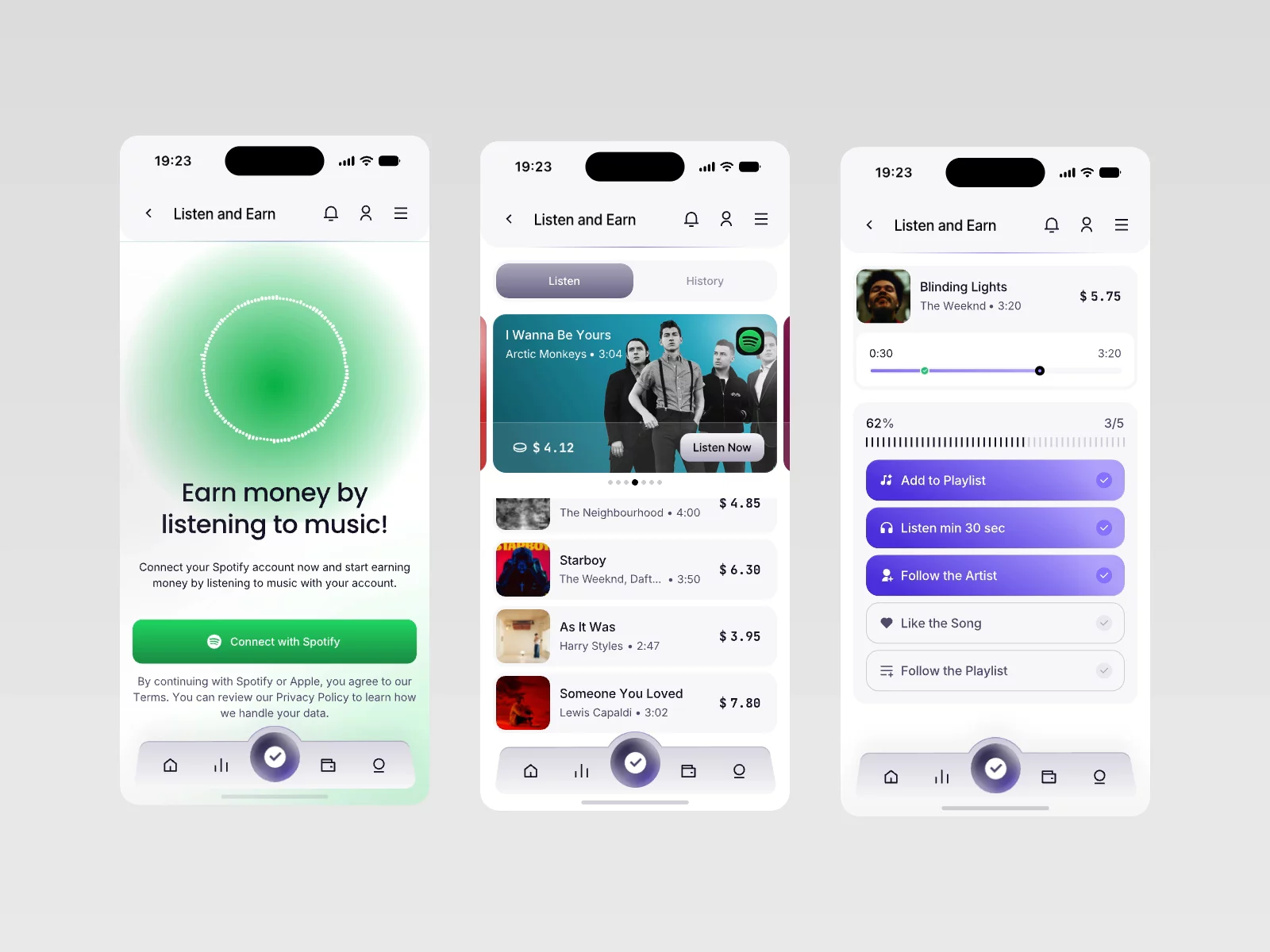 Connect. Listen. Earn.Designed an app for Kiqro.
