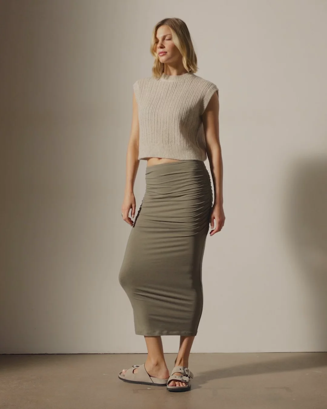 Open Stitch Vest - Alabaster Mix | James Perse Los Angeles