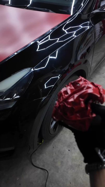 Stormi Customs - Tesla model Y wrapped in Satin red - Vehicle Wraps Near Me