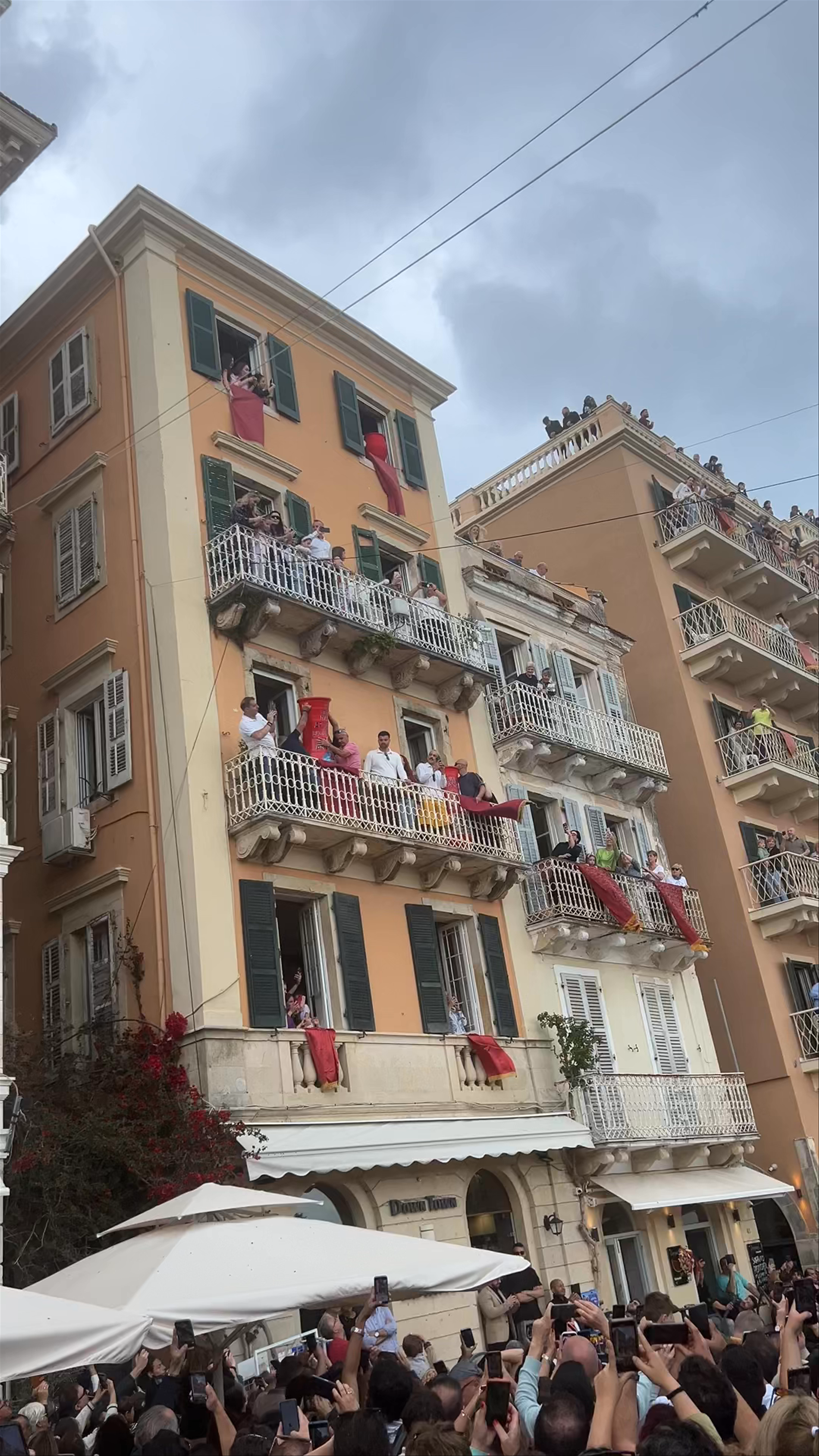 Traditional Celebration Crowd in Corfu Town, Greece
