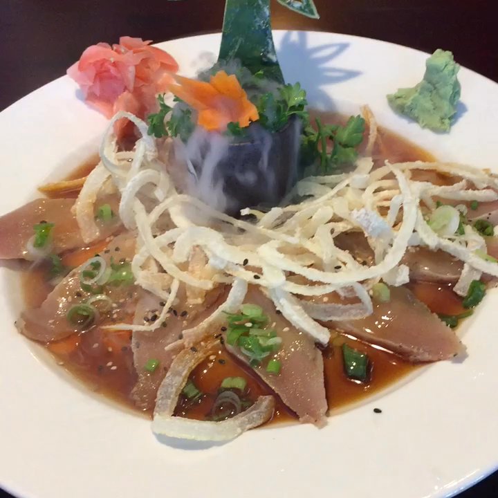 Hon Sushi - Albacore with dry ice decoration - Sushi Bars Near Me - Carrollton, Texas