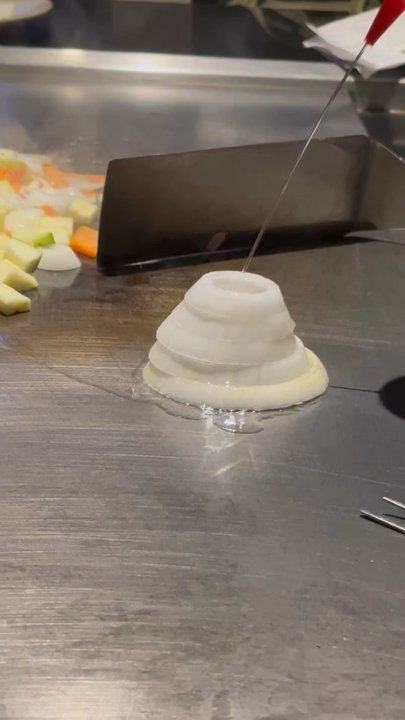 Nikko Hibachi - The requisite Onion Volcano - Japanese Near Me - Fresh Meadows, New York
