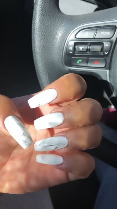 Pure Nails Spa - Tram did it again! Bombbbbb white/marble nails  Thanks, Tram!!!!!! - Nail Salons Near Me - Wildomar, California