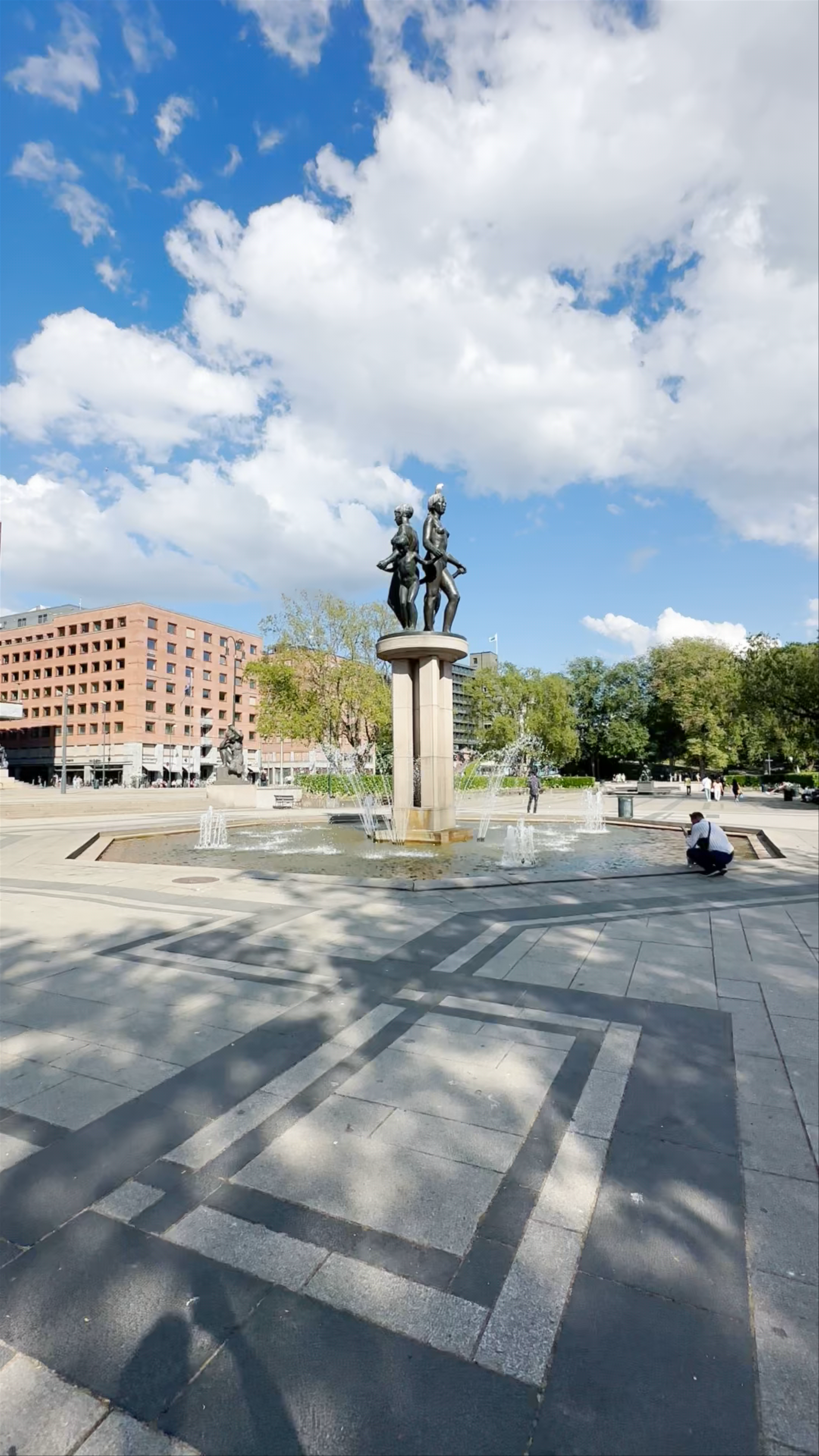 Fountains at City Hall Square - Peaceful Urban Escape in Oslo, Norway