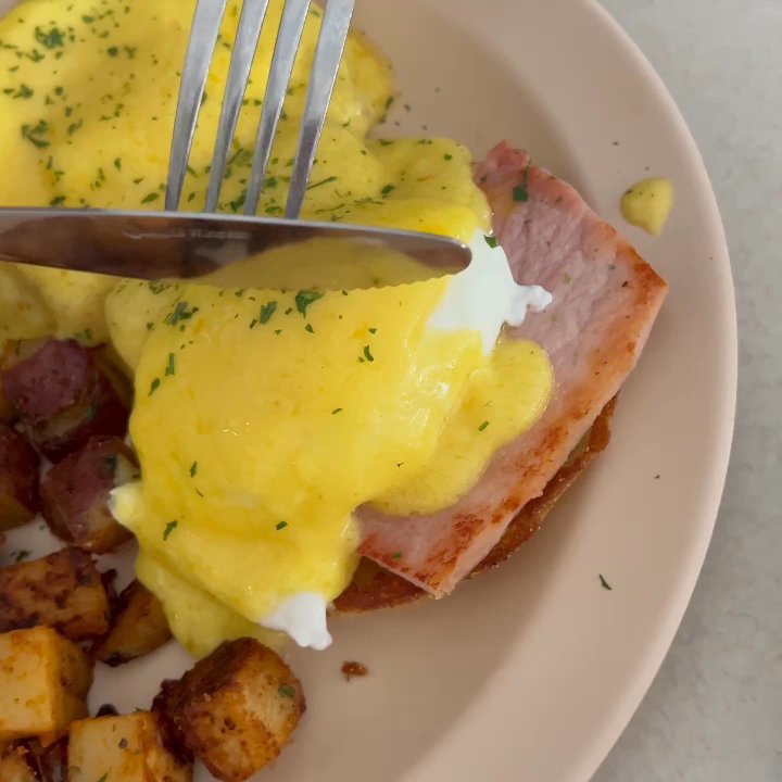 PB & J's - Eggs Benedict with ham. - Breakfast & Brunch Near Me - Warwick, Rhode Island