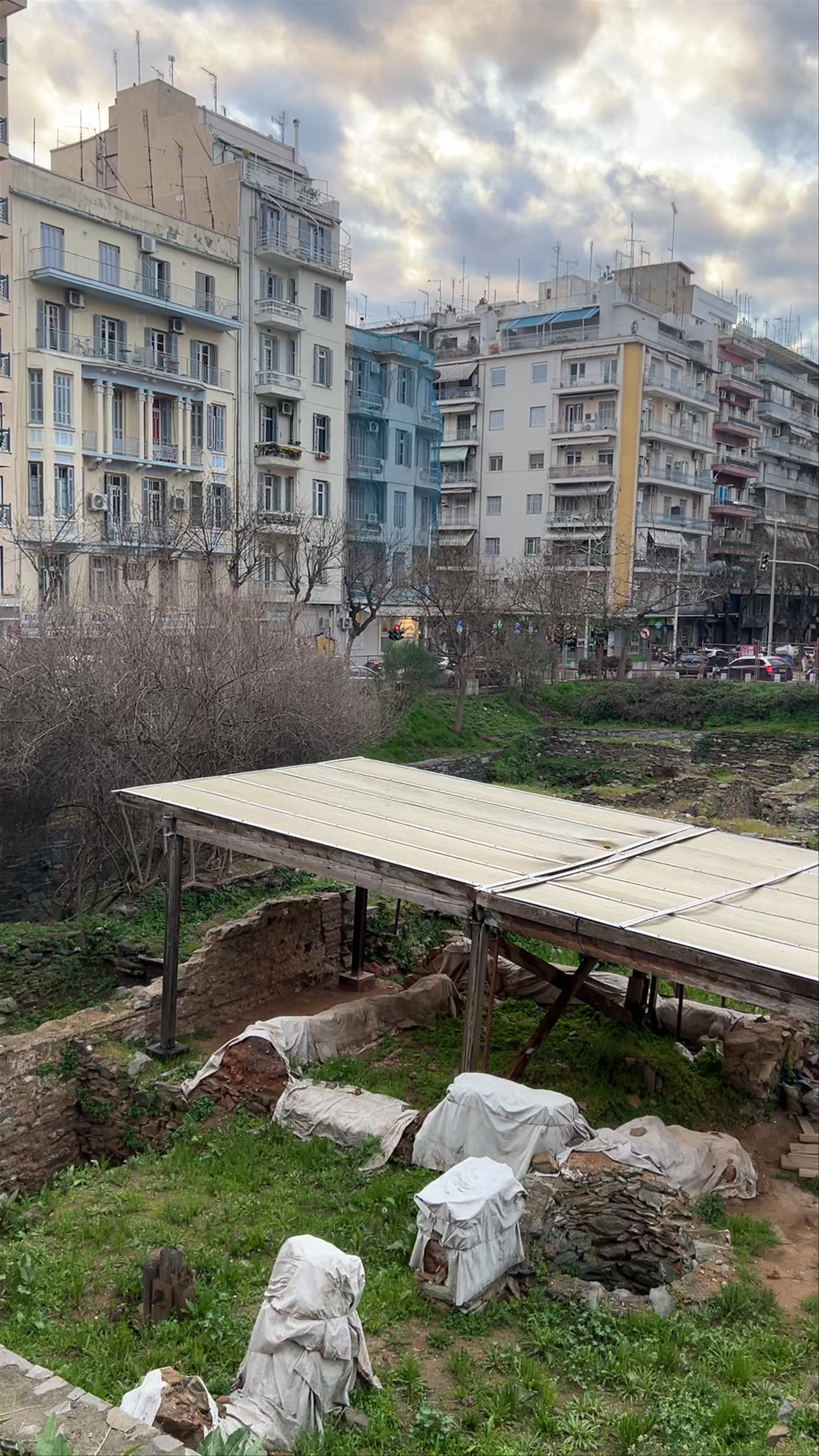 Ancient Ruins Amid Thessaloniki's Urban Life