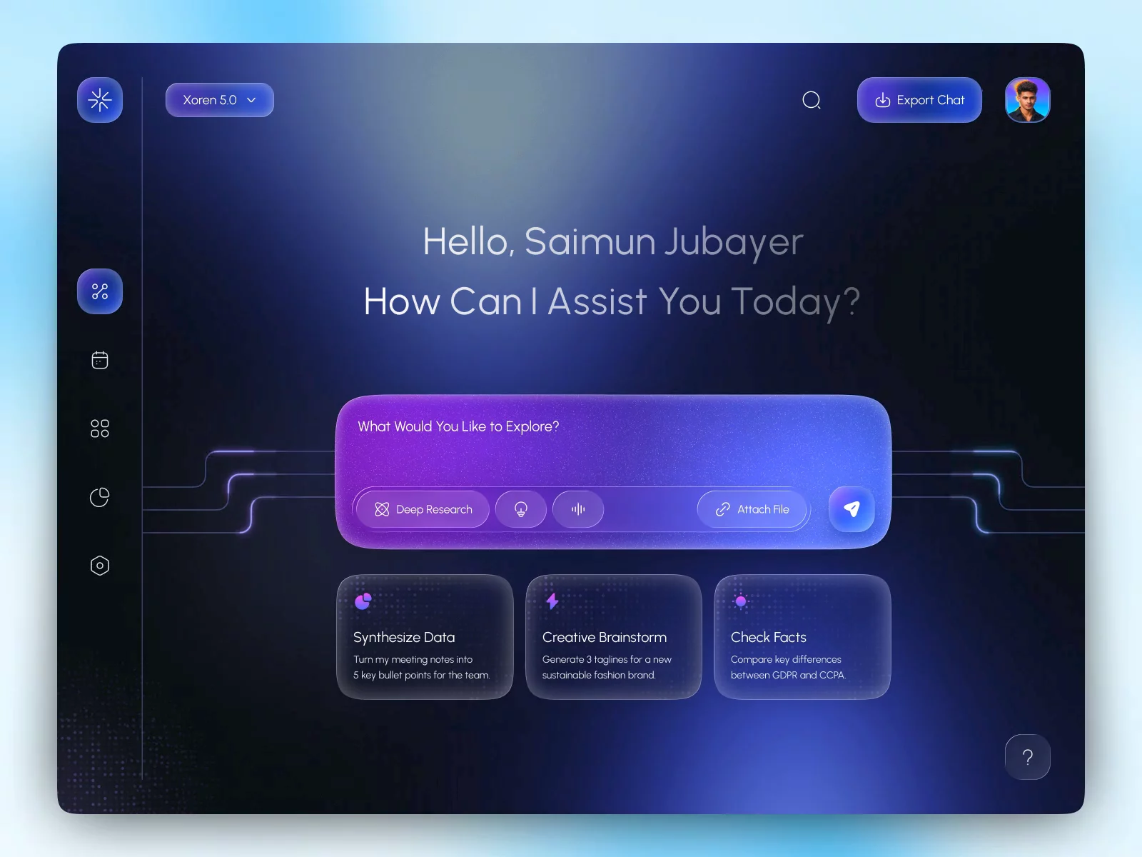 Xoren — AI Assistant Dashboard with Motion