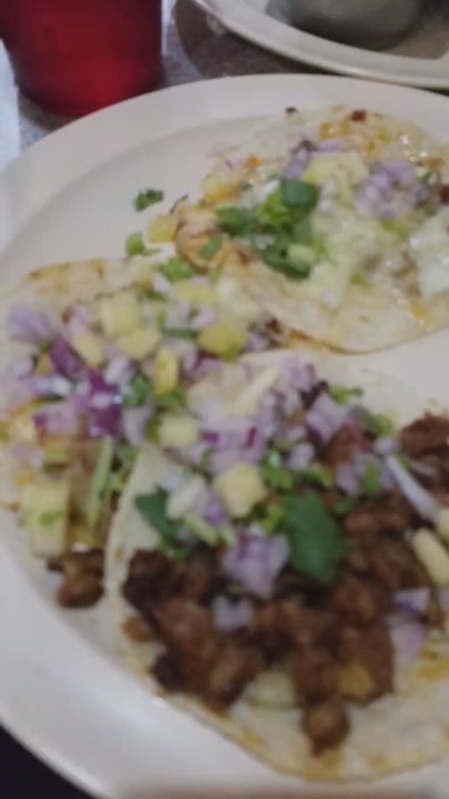Los Carboncitos - Tacos al pastor (2 with cheese, 1 without) and salsa - Tacos Near Me - Denver, Colorado
