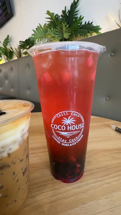 Coco House - Signature coco house coffee & Strawberry peach tea - Coffee & Tea Near Me - Westminster, California