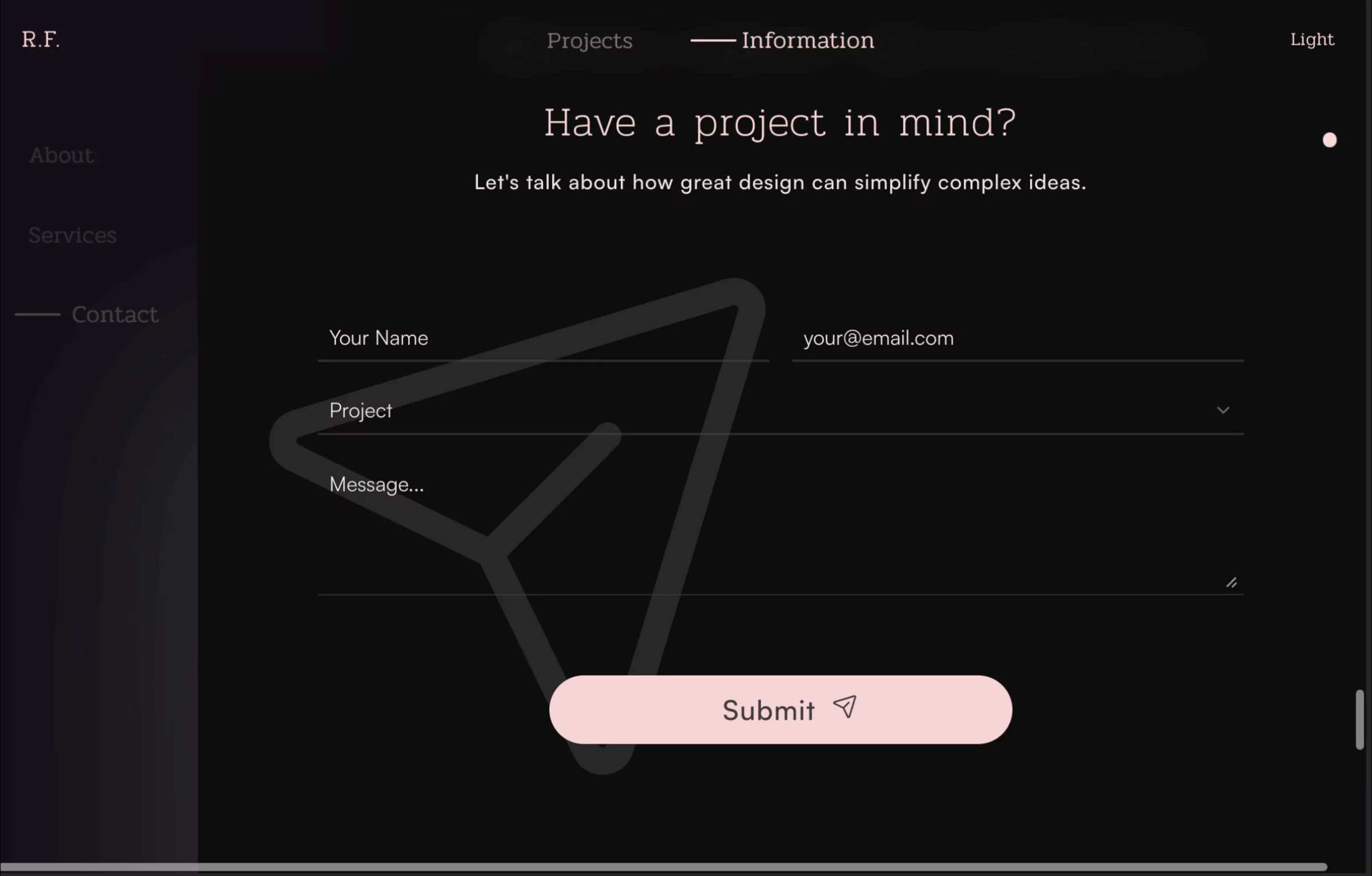 A small animation I’ve been working on.The paper plane now moves smoothly across the contact section 🚀, followed by the letters forming “CREATE VISION” in the footer.I love adding simple details that give a page more movement and character 😃
