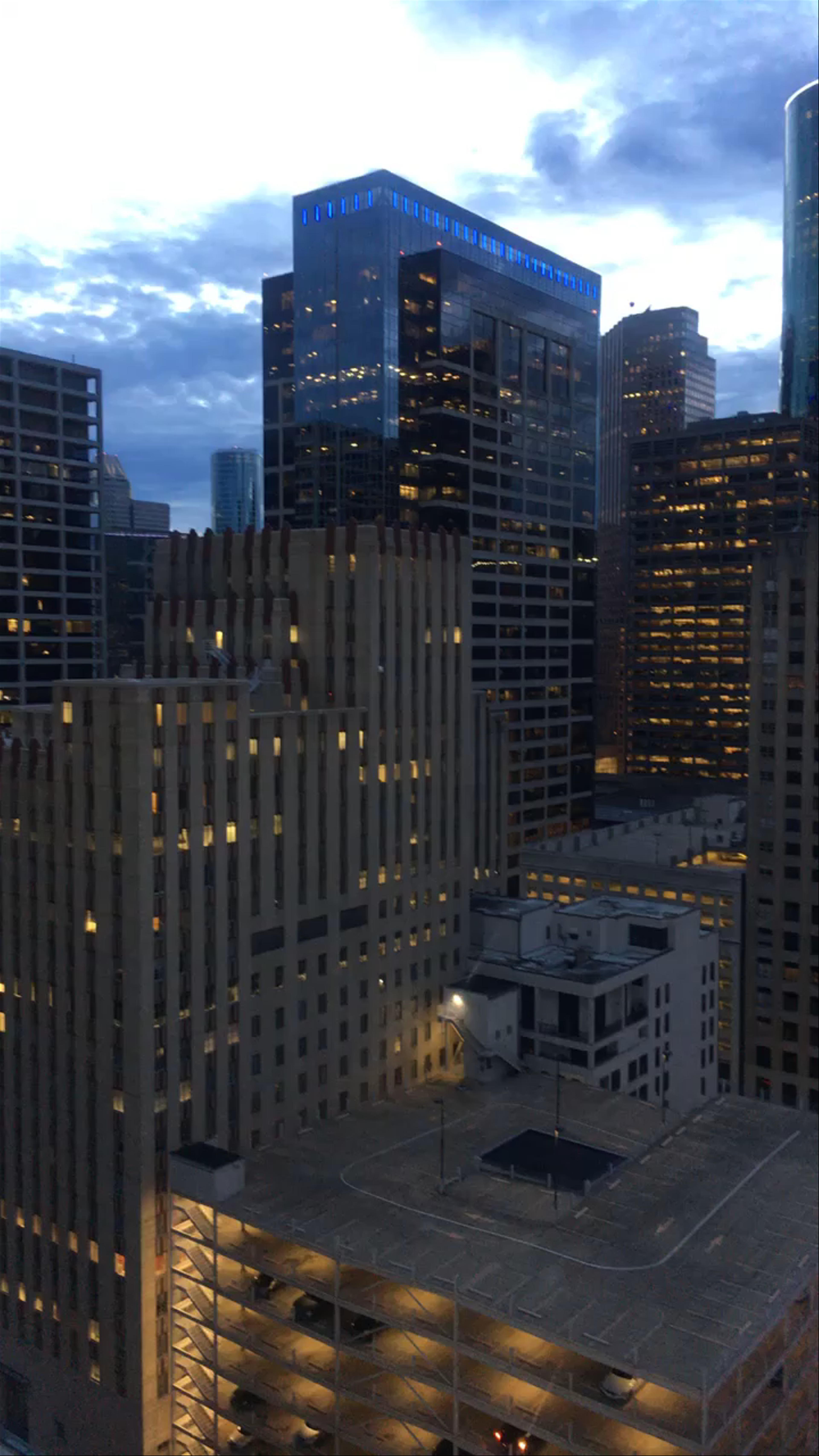 Downtown Houston Twilight Skyline Views