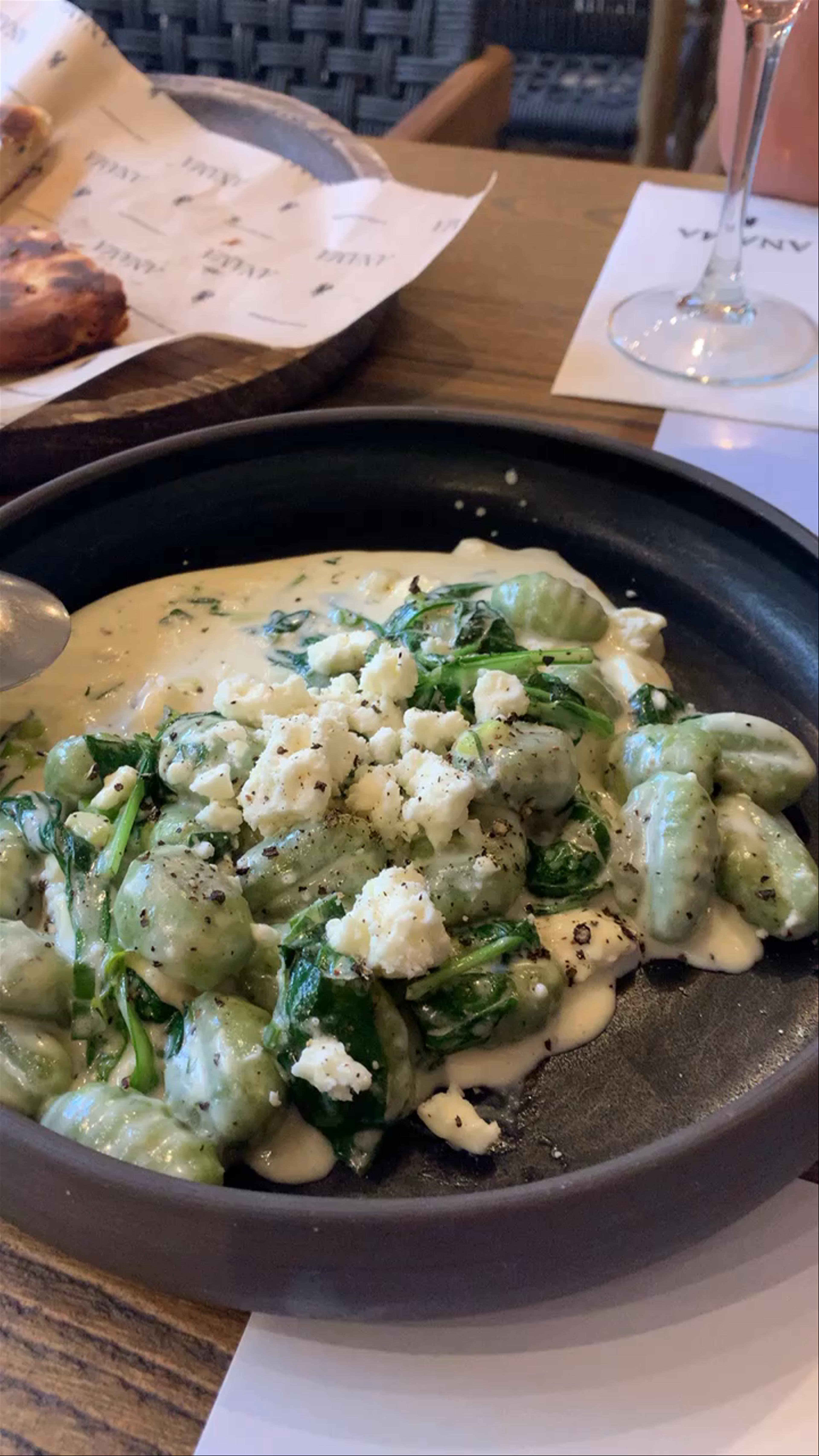 Creamy Spinach Gnocchi Delight at Anama, Evosmos