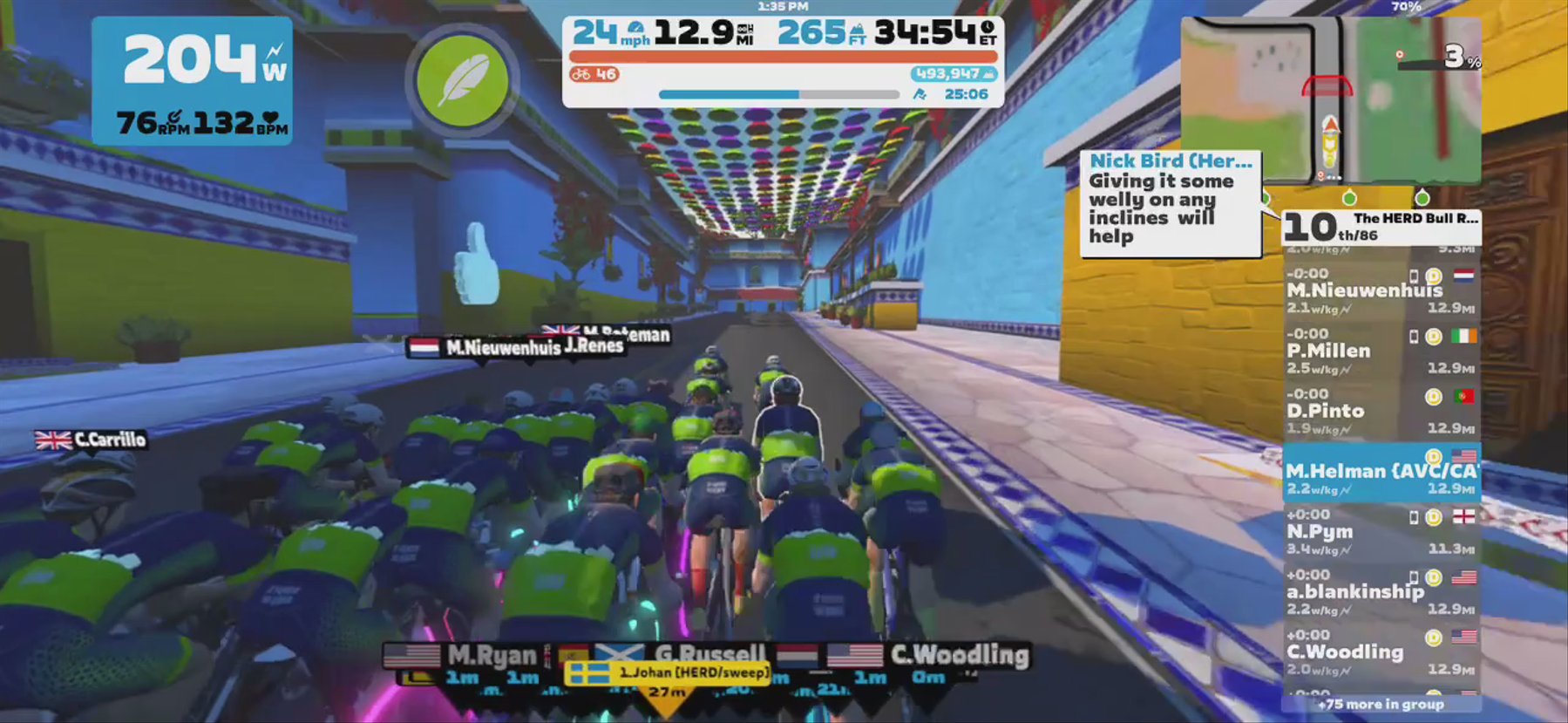 Zwift - Group Ride: The HERD Bull Run (D) on The Big Ring in Watopia