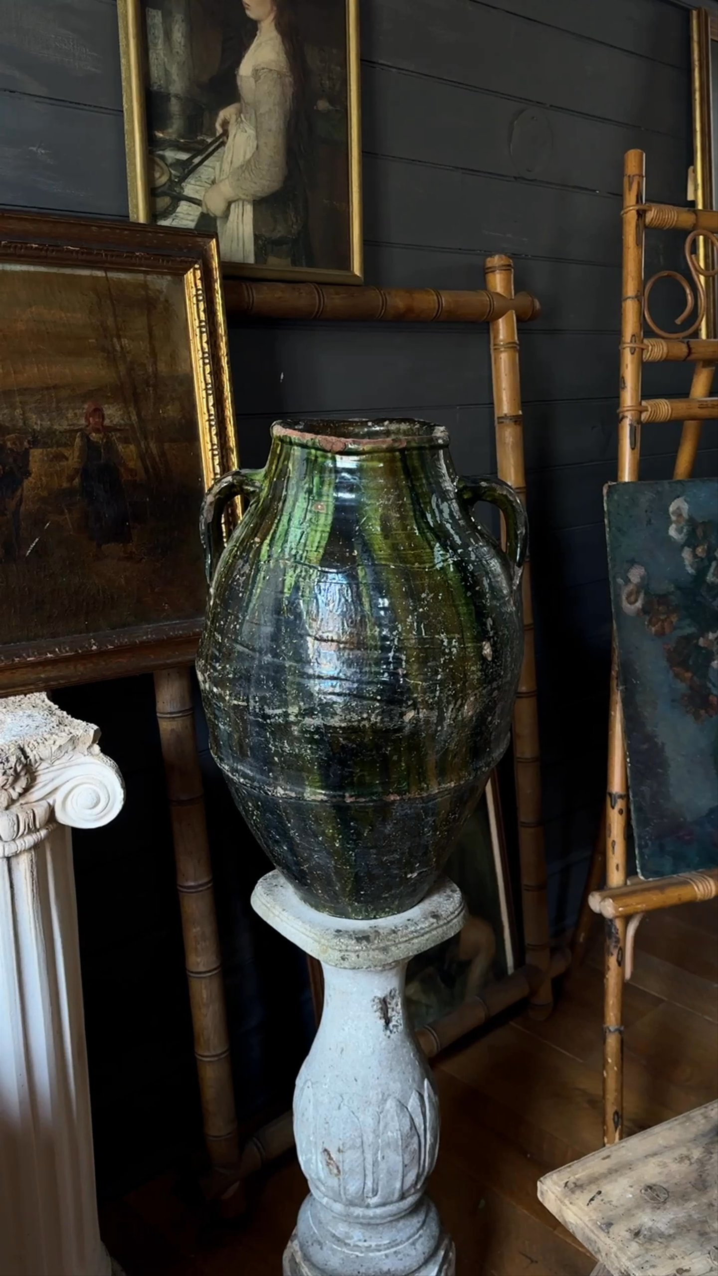 Green & Black Glazed Moroccan Jar