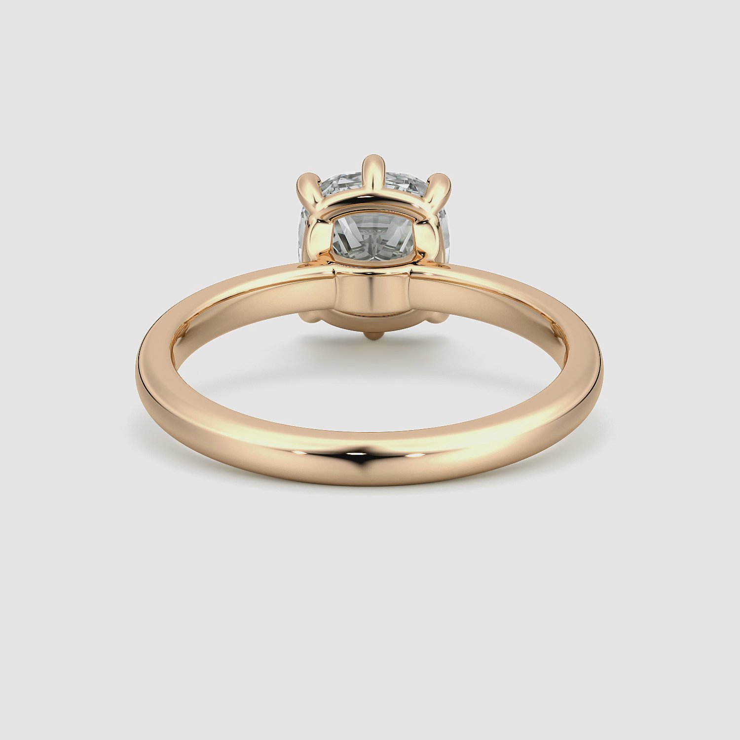 The Signature 6 Prong | Cushion | 14k | Rose Gold | bandAccent: Plain | bandWidth: large | hiddenHalo: no | diamondOrientation: vertical | caratWeight: other