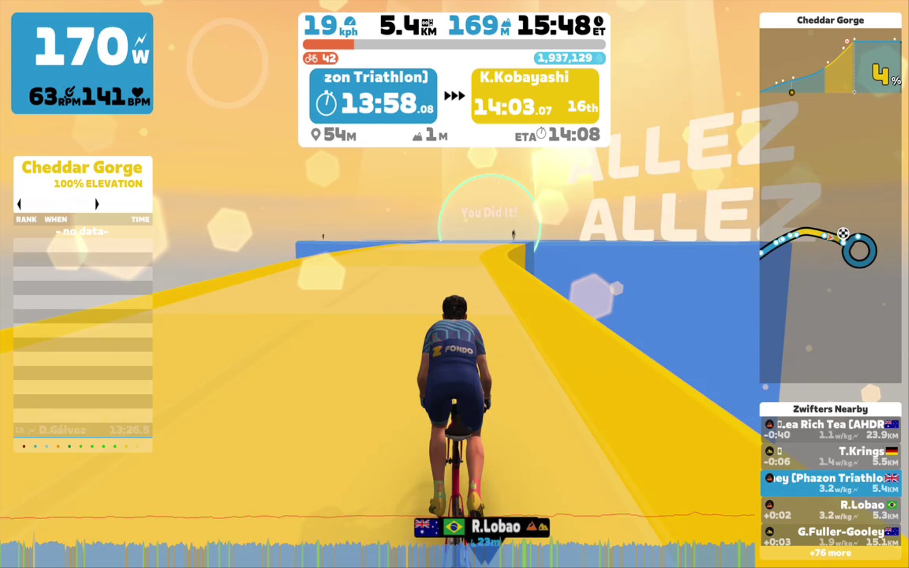 Zwift - Climb Portal: Cheddar Gorge at 100% Elevation in Watopia