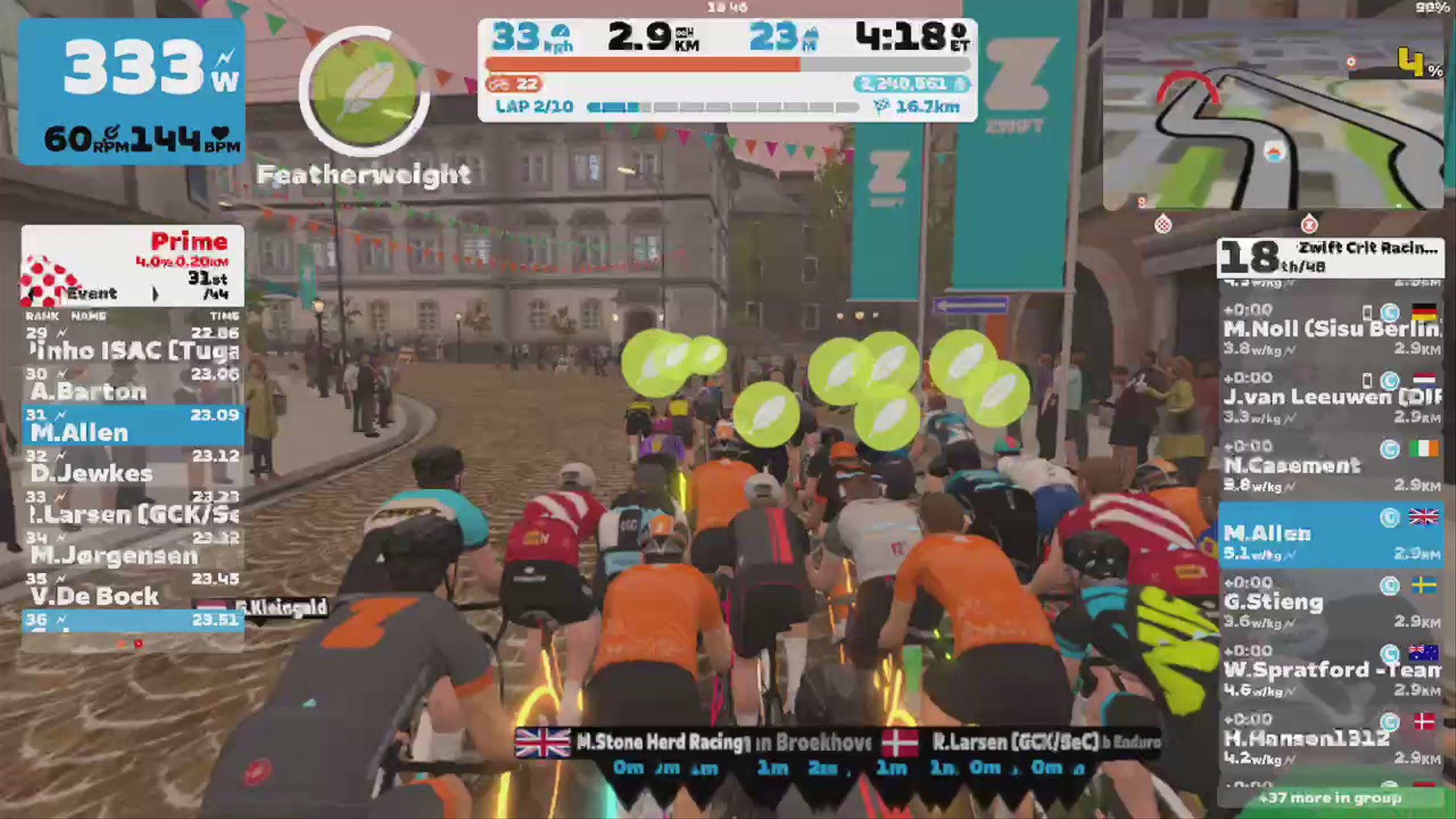 Zwift - Race: Zwift Crit Racing Club - Downtown Dolphin (C) on Downtown Dolphin in Crit City