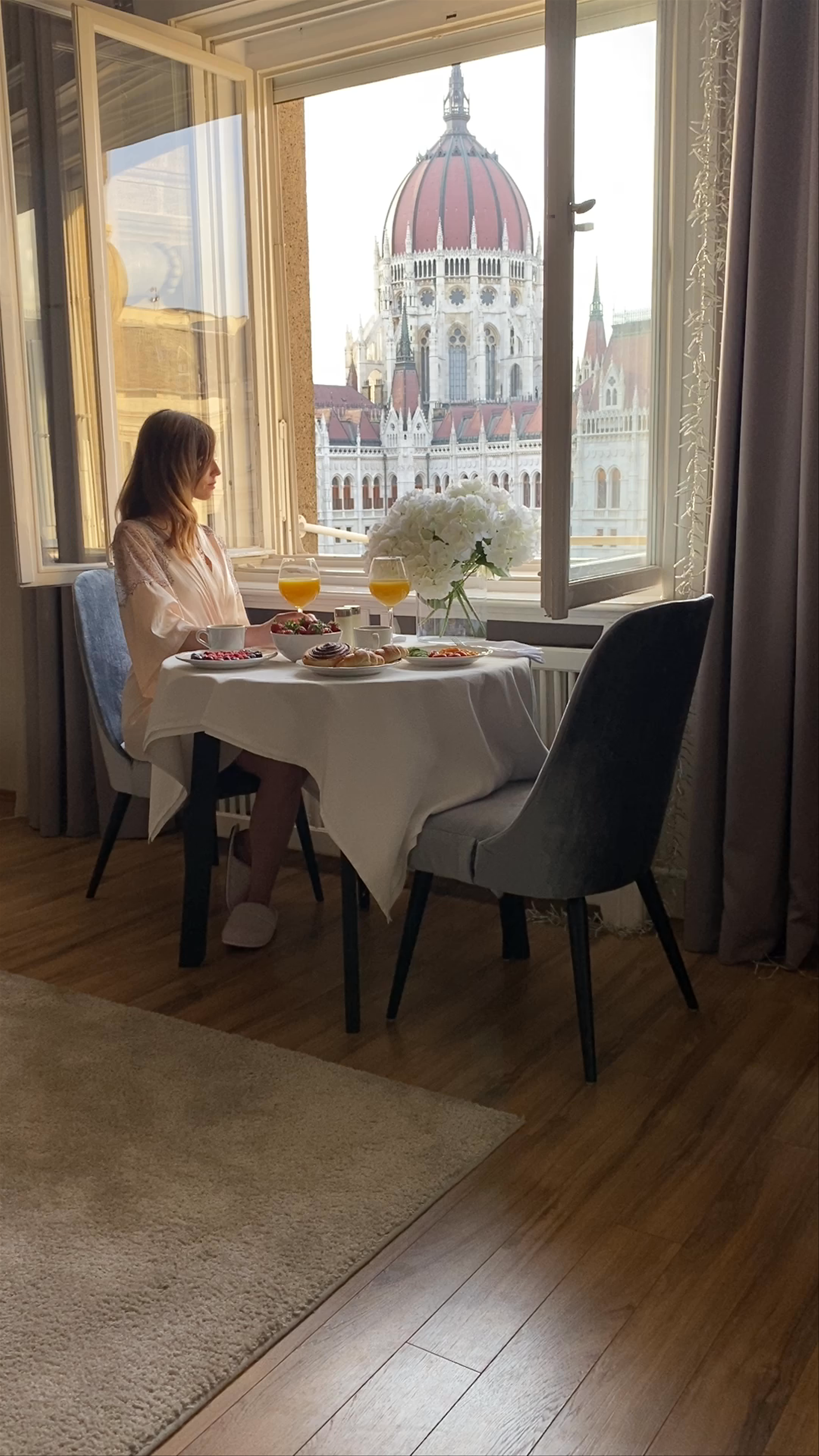 Breakfast With a View of the Hungarian Parliament in Budapest