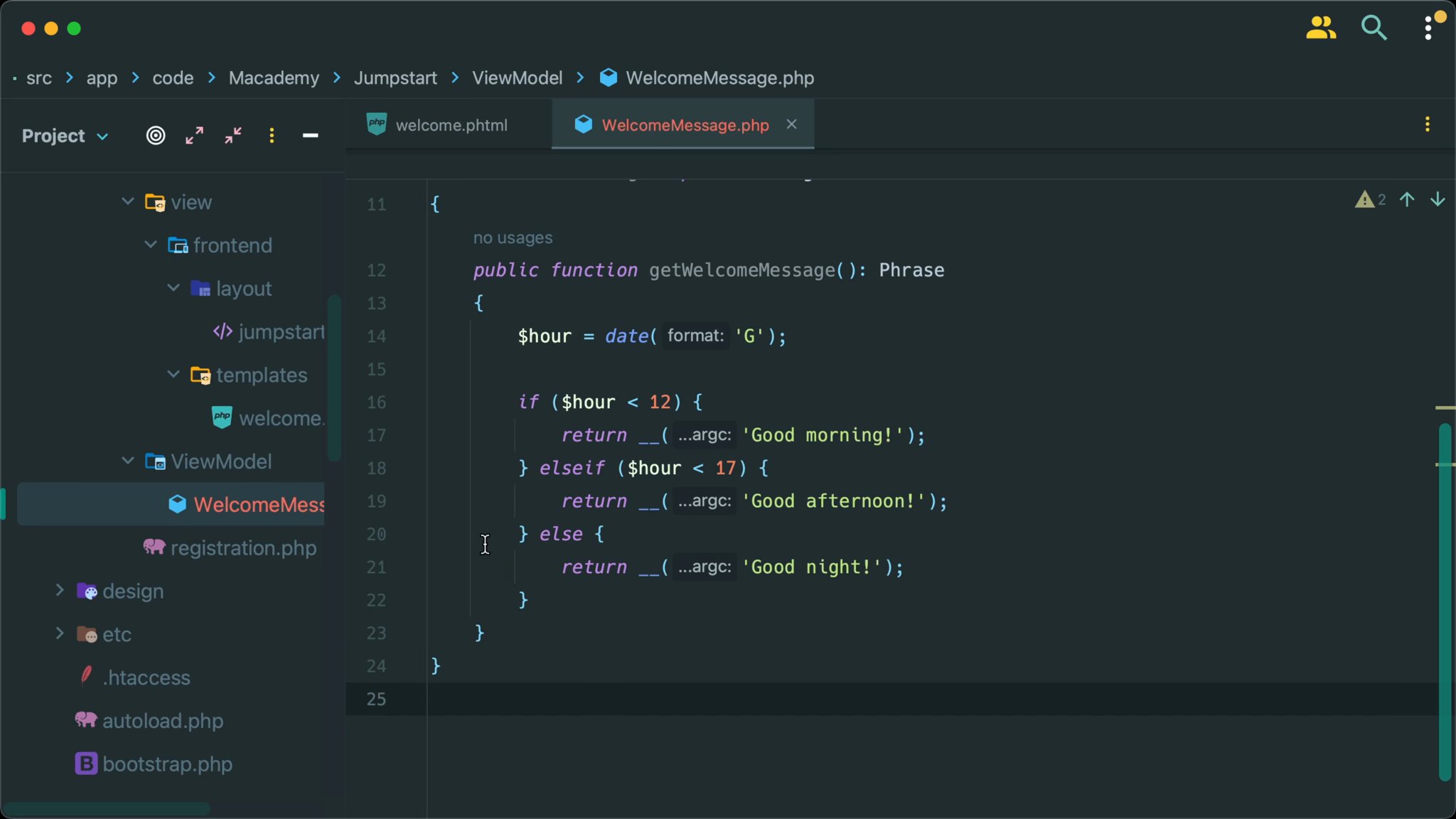 Implement a View Model within a layout block in Magento