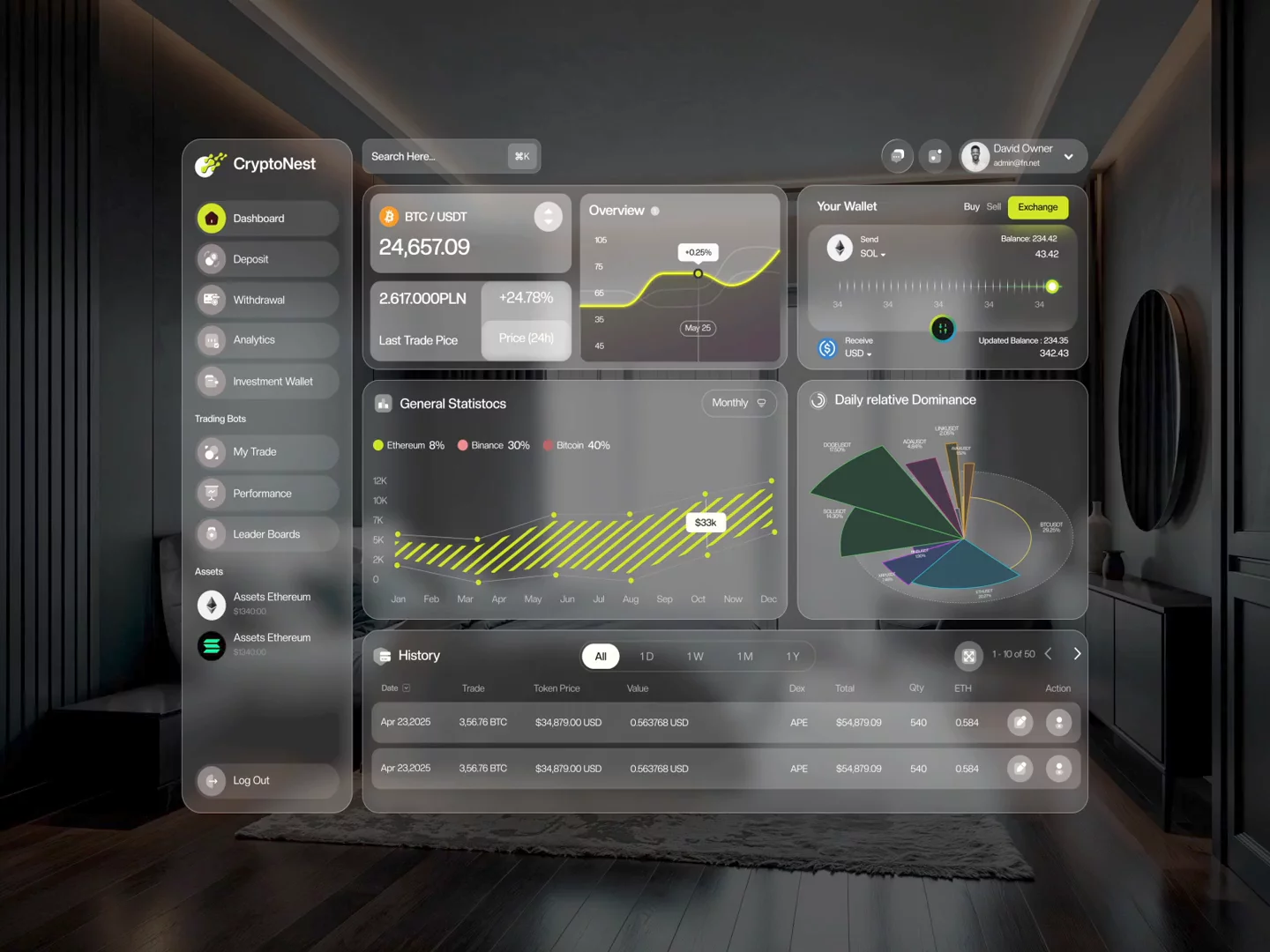 Crypto Trading Website - Apple Liquid Glass