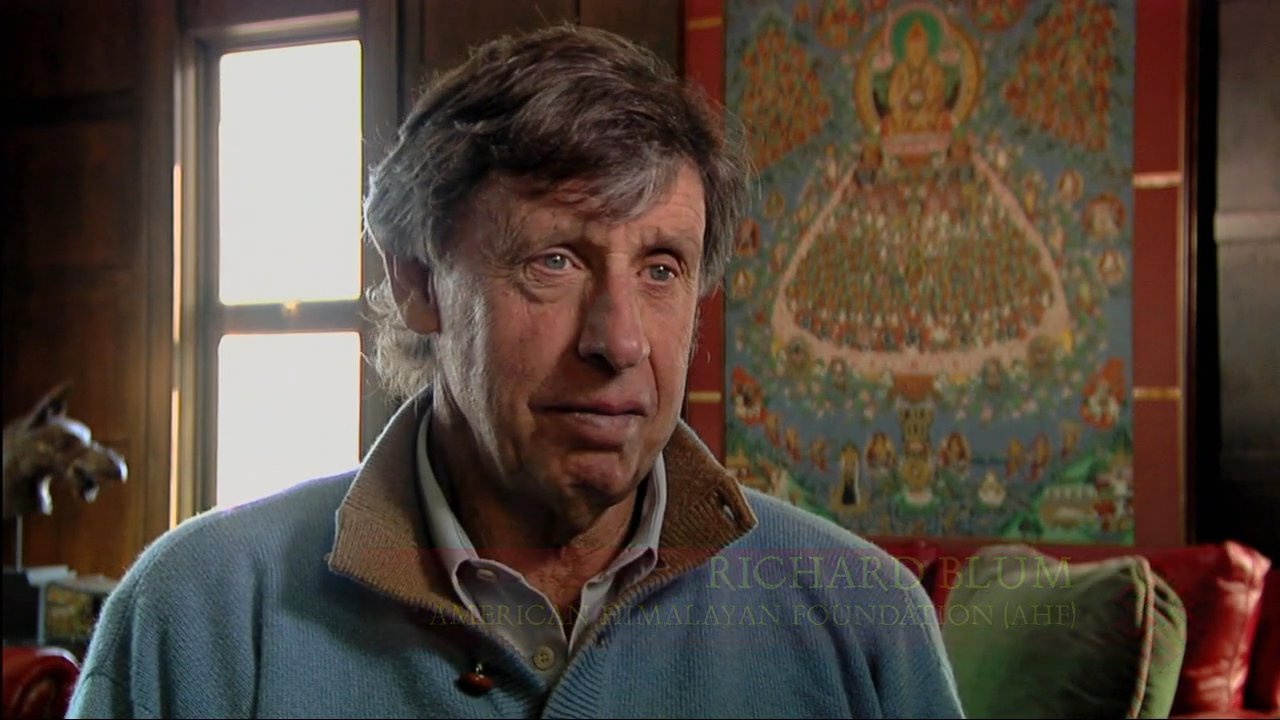 Richard Blum discusses the cultural and geographical significance of the Mustang region in the Himalayas. The segment highlights the unique topography and historic settlements through interviews and aerial landscape cinematography.