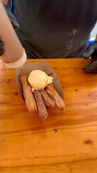 Churro Champ Events - Cookie Butter Sauce drizzled on top! - Caterers Near Me