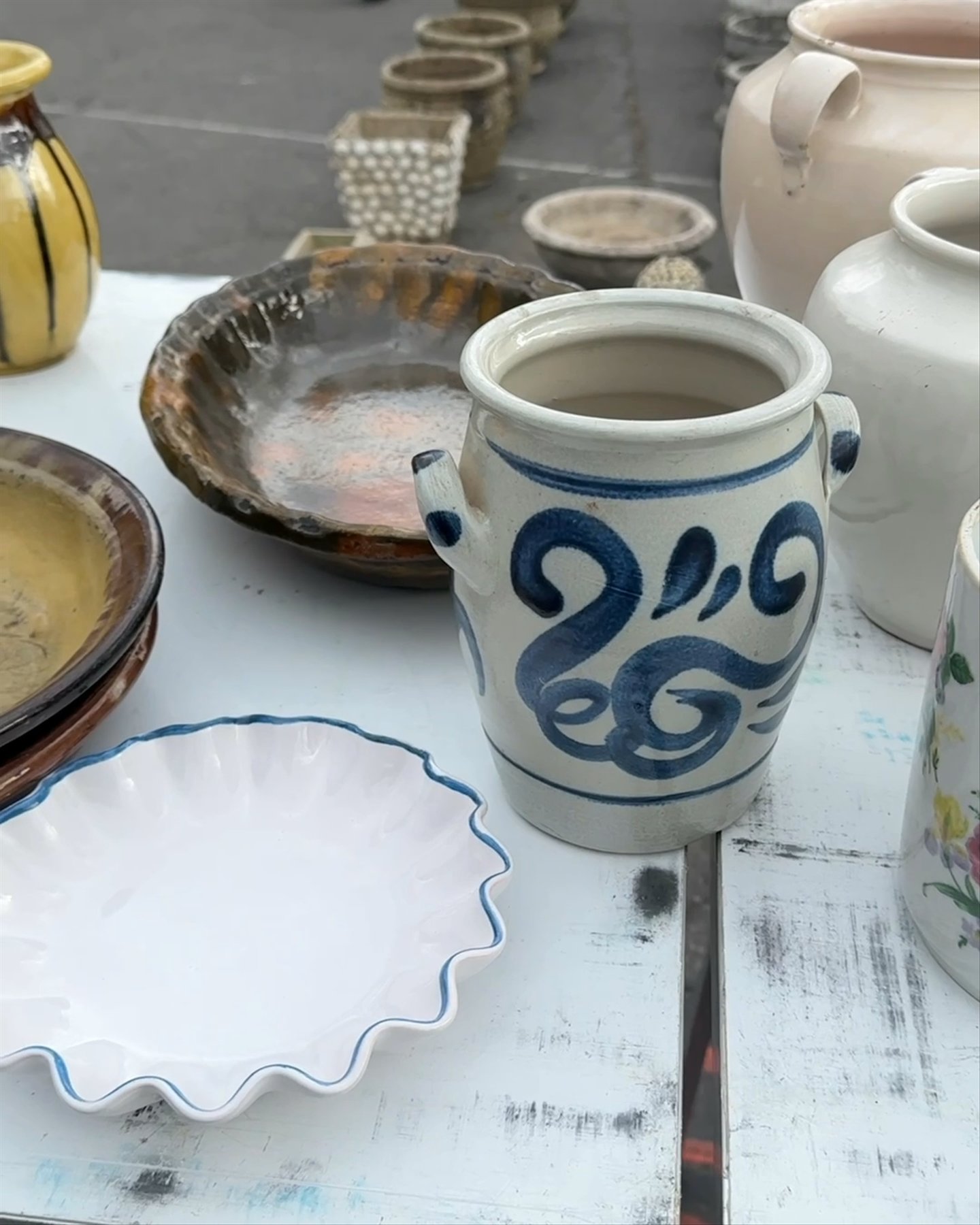 Vintage Blue and White Pot