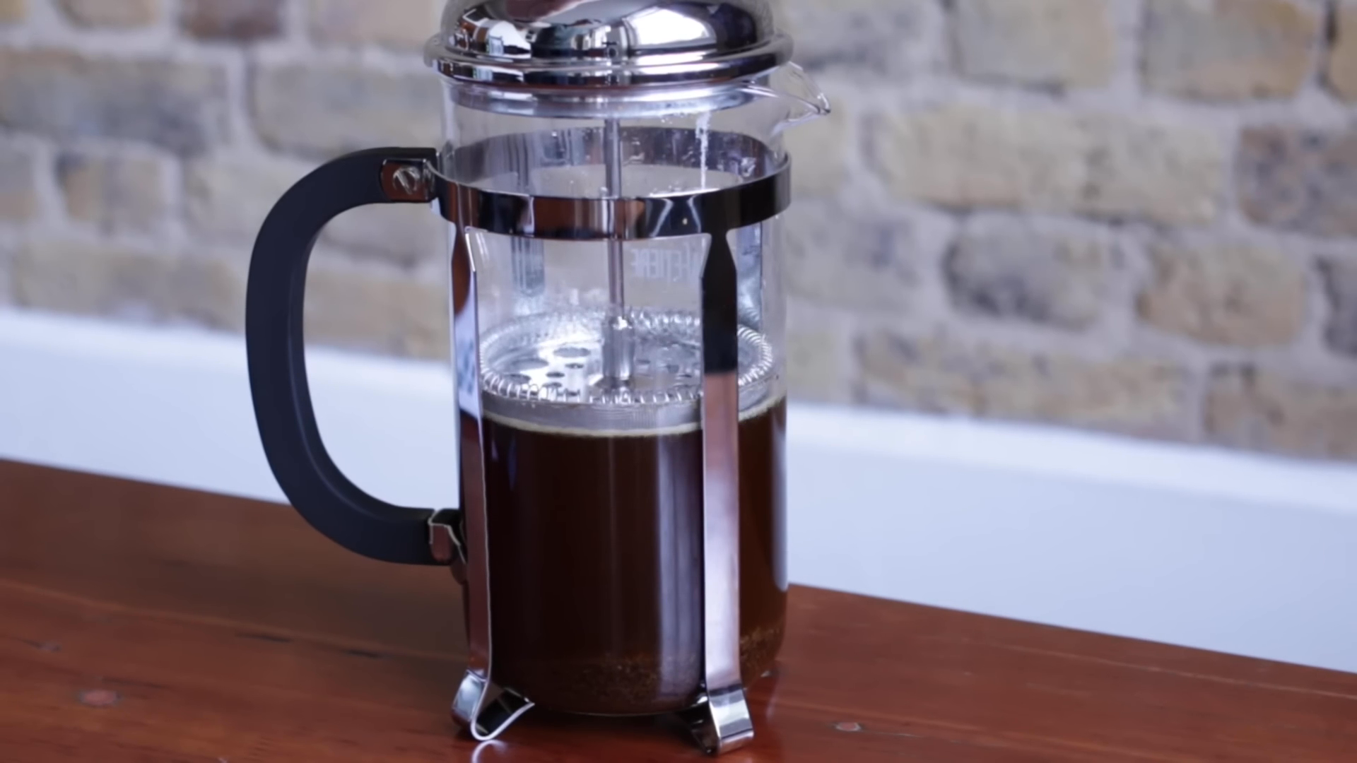 a final product of coffee made in a french press