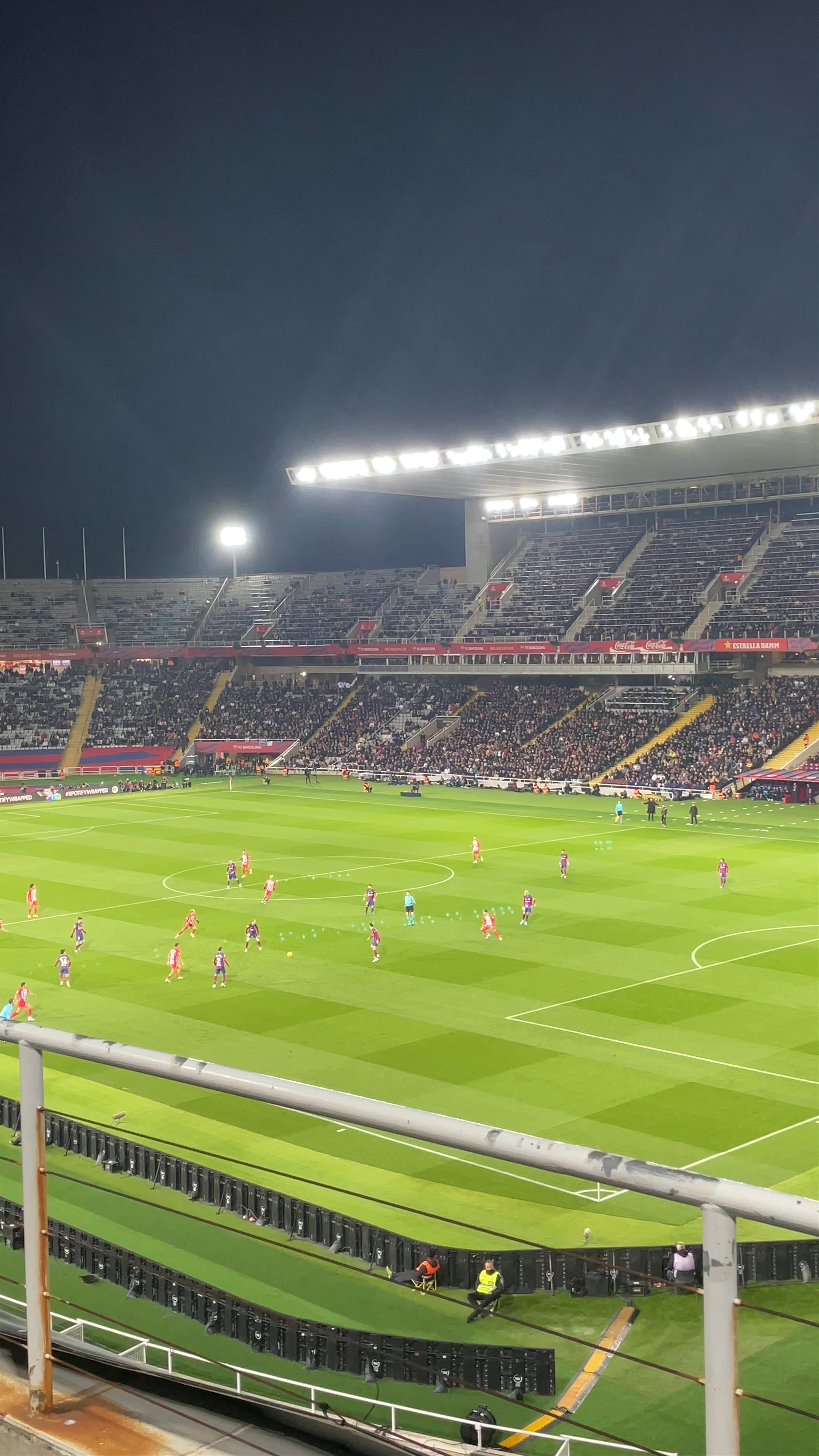 Thrilling Night Football Match at Estadi Olímpic Lluís Companys in Barcelona