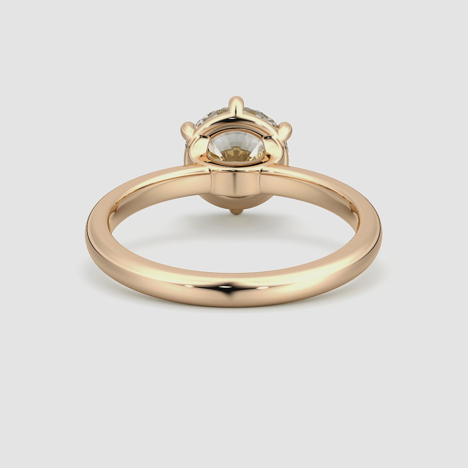 The Signature 6 Prong | Round Brilliant | 14k | Rose Gold | bandAccent: Plain | bandWidth: large | caratWeight: 2.0ct | hiddenHalo: no | diamondOrientation: vertical