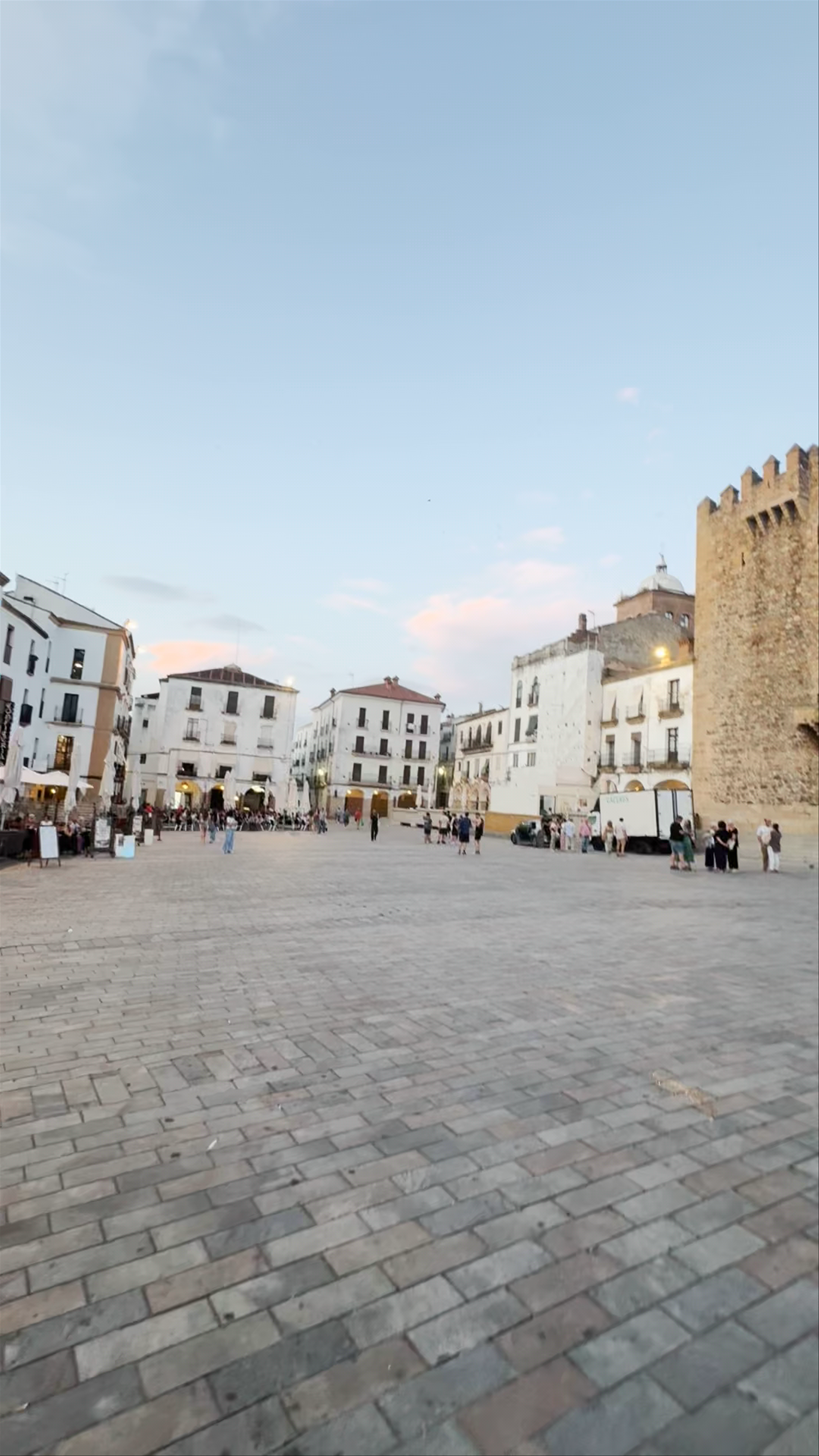 Evening Stroll Through Plaza Mayor, Cáceres