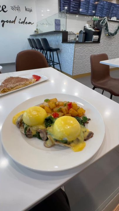 Cortado Cafe - Eggs Benedict Florentine had the best poached eggs I've ever seen in the DMV! - Coffee & Tea Near Me - Springfield, Virginia