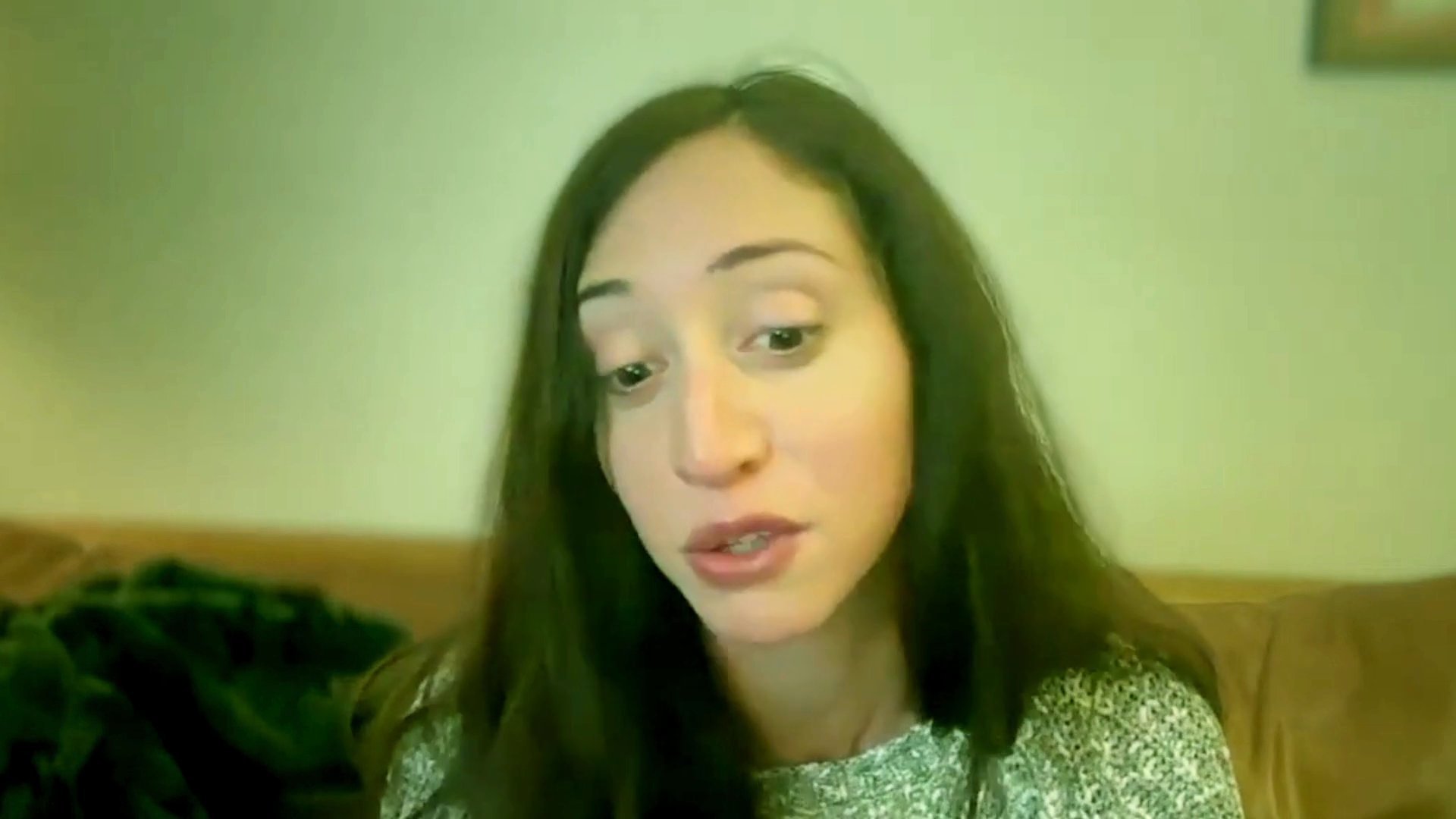 A woman speaks directly to the camera in a series of expressive frames, followed by a man reacting to the unfolding conversation.