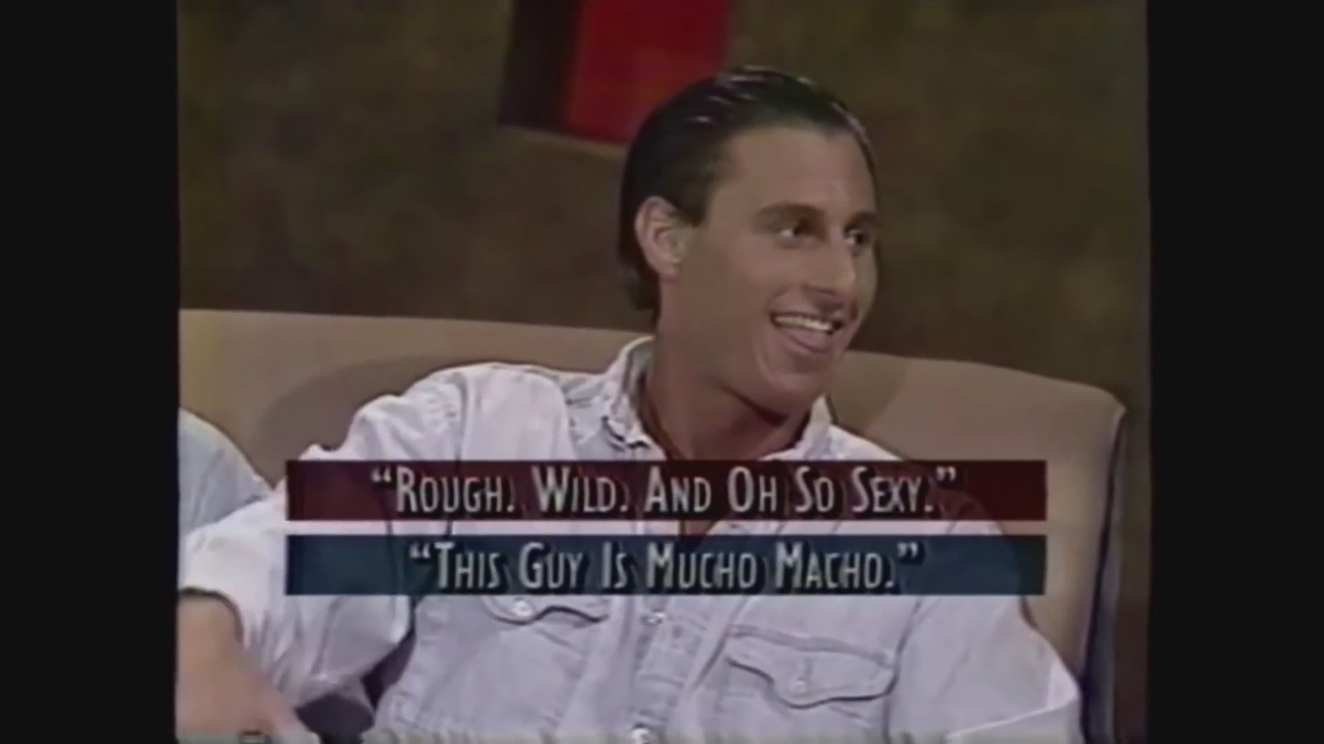Comedian Pauly Shore discusses his public persona and media appearance during a televised interview, accompanied by on-screen text captions.