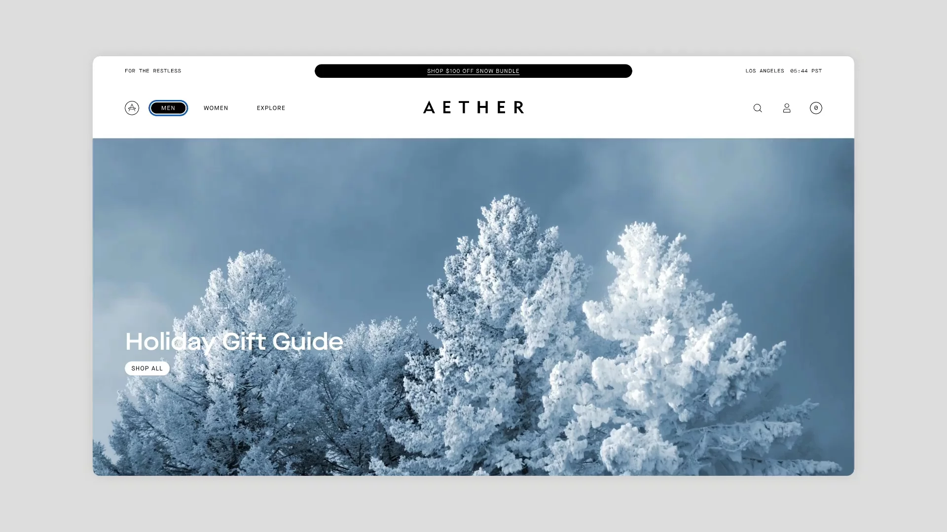 Video showing how ADA complaint navigation on Aether Apparel’s site works. User can access the navigation with a keyboard. 