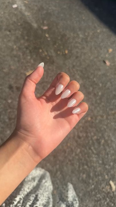 Nü Nails - white chrome nails almond shape - Nail Salons Near Me - San Jose, California