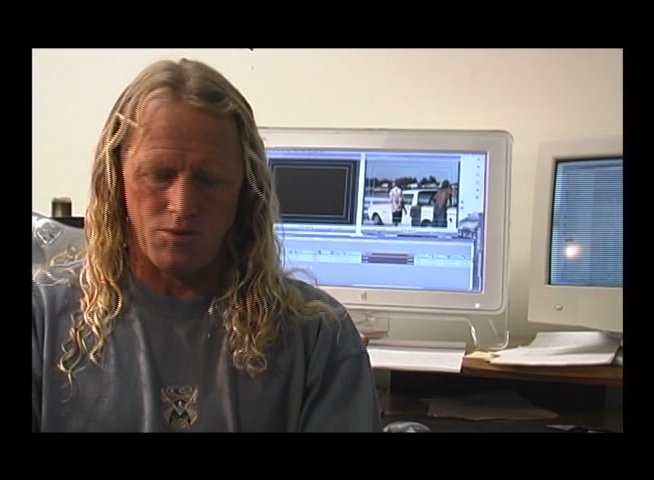 Professional surfer Patrick Farley discusses his sport during an interview interspersed with archival footage of surfing maneuvers.