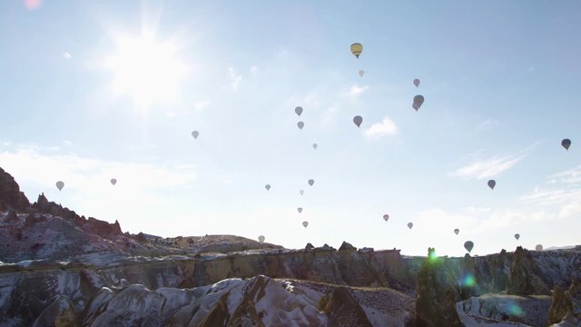 Hot air balloons floating in the sky