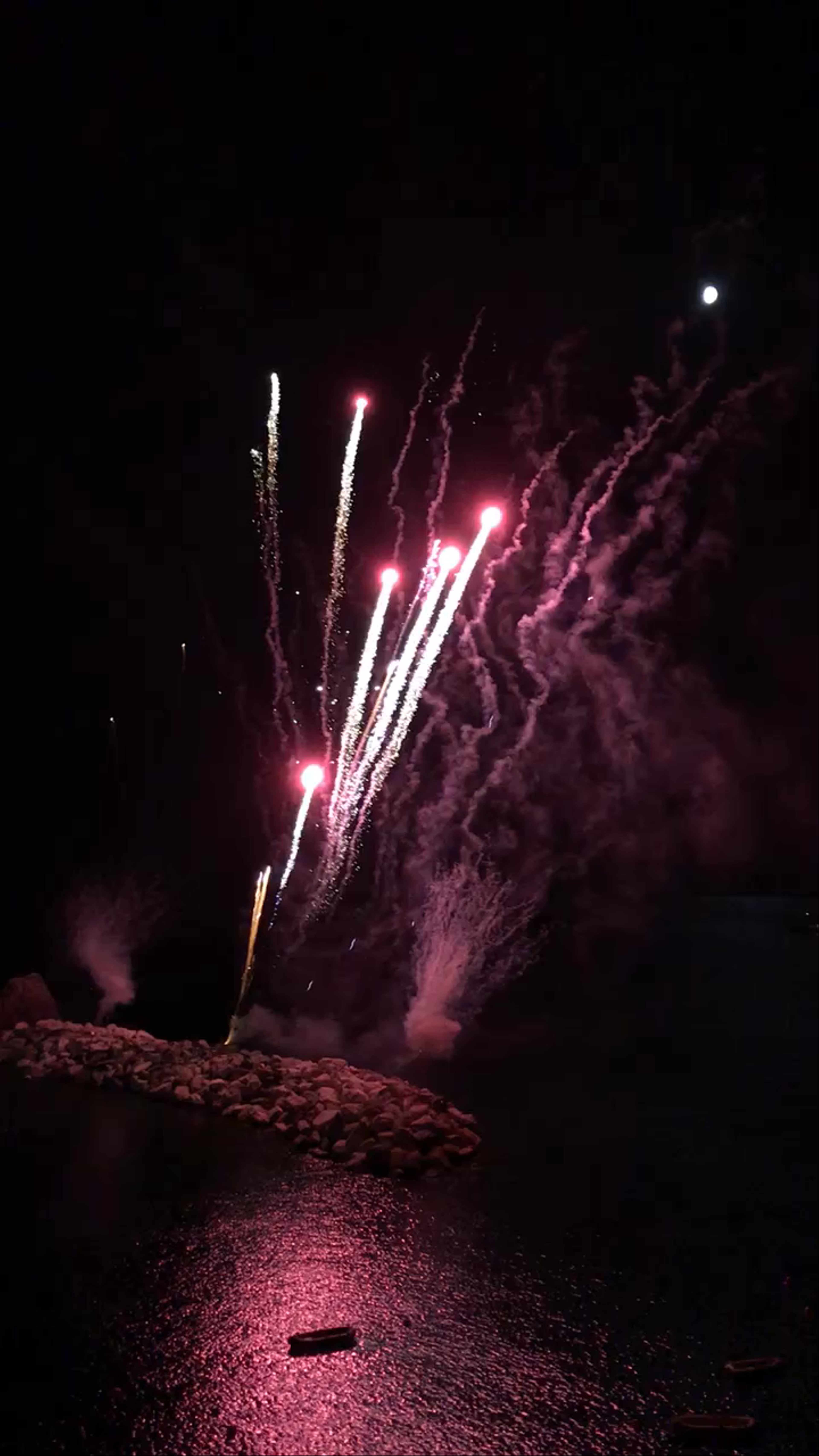 Spectacular Nighttime Fireworks over Parco Nazionale delle Cinque Terre