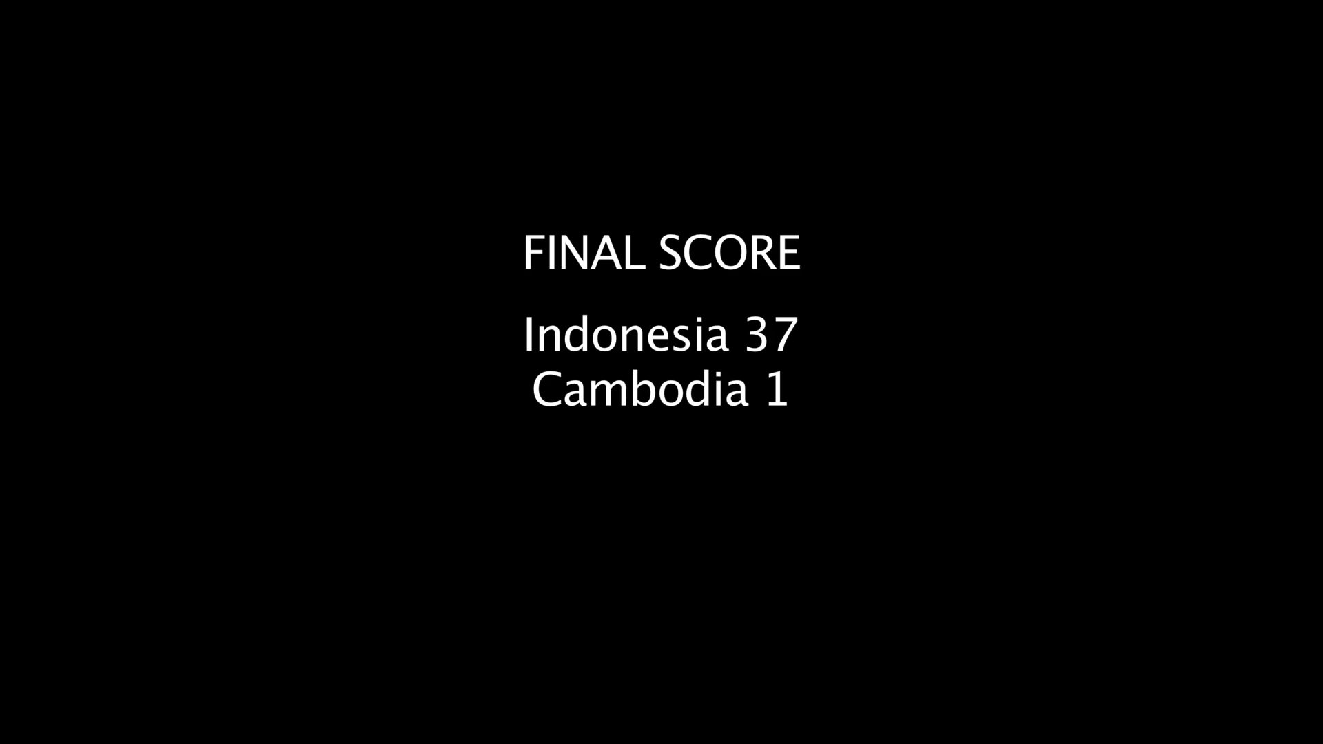 A baseball game between Indonesia and Cambodia concludes with a lopsided final score, followed by members of the Cambodian team discussing the match in a locker room setting.