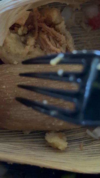 Latin Port - Tamale after I poured a bunch of salsa juice on it. - Caribbean Near Me - Metuchen, New Jersey