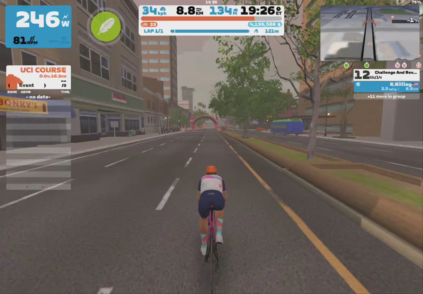 Zwift - Race: Challenge And Revenge on Cobbled Climbs Reverse in Richmond