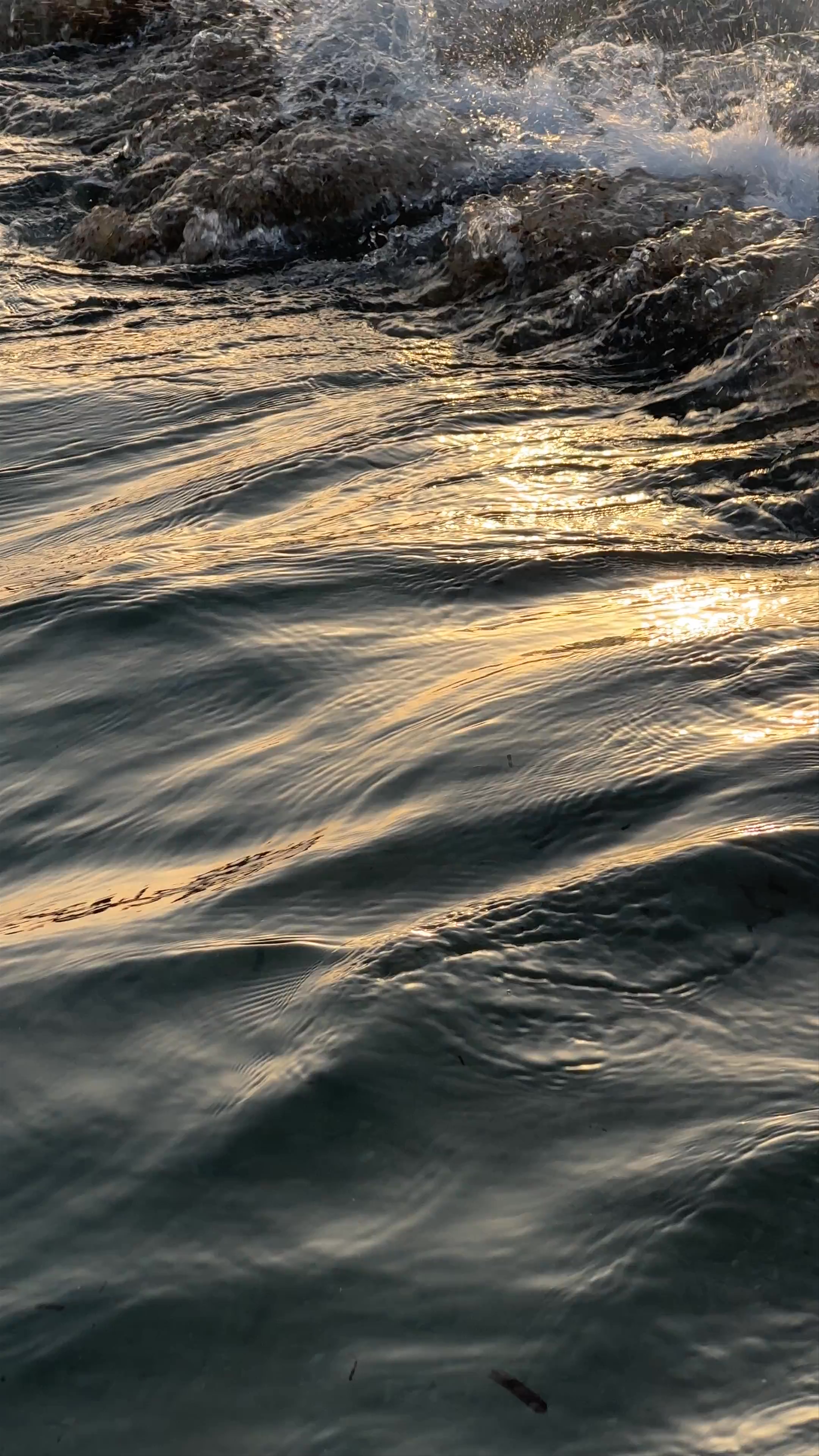 Golden Sunset Waves at Nea Kallikratia Beach, Greece