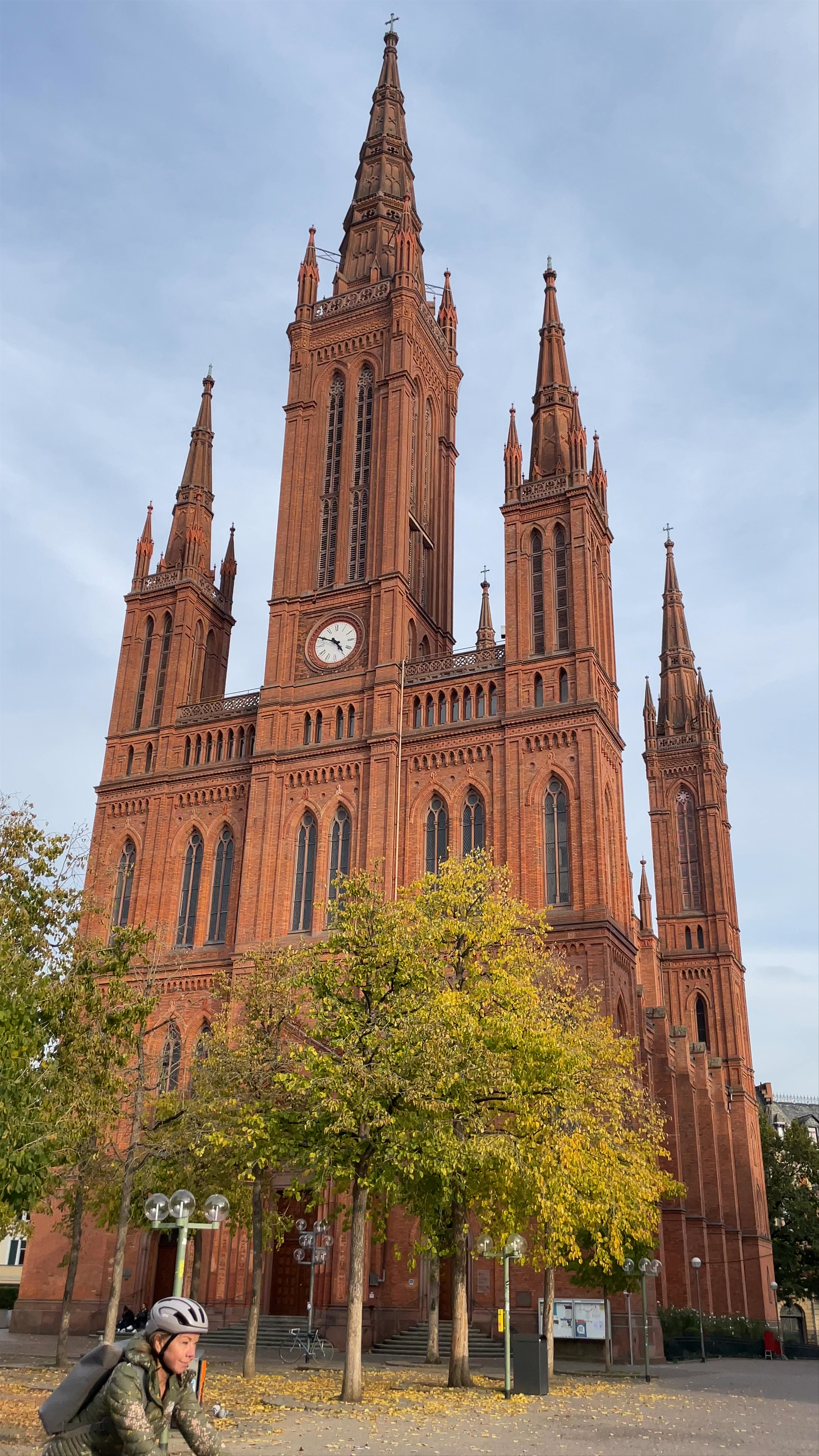 Historic Römerberg Church Tower at Autumn in Frankfurt