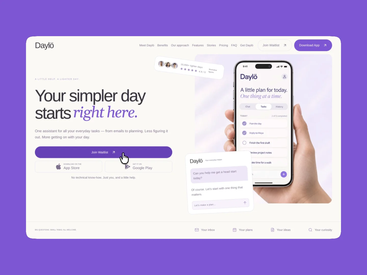 Launching an app and don't have a site yet? Daylö is a free Framer template with everything you need: landing, download page, waitlist, 404 and legal pages. Remix it, swap your content, ship.