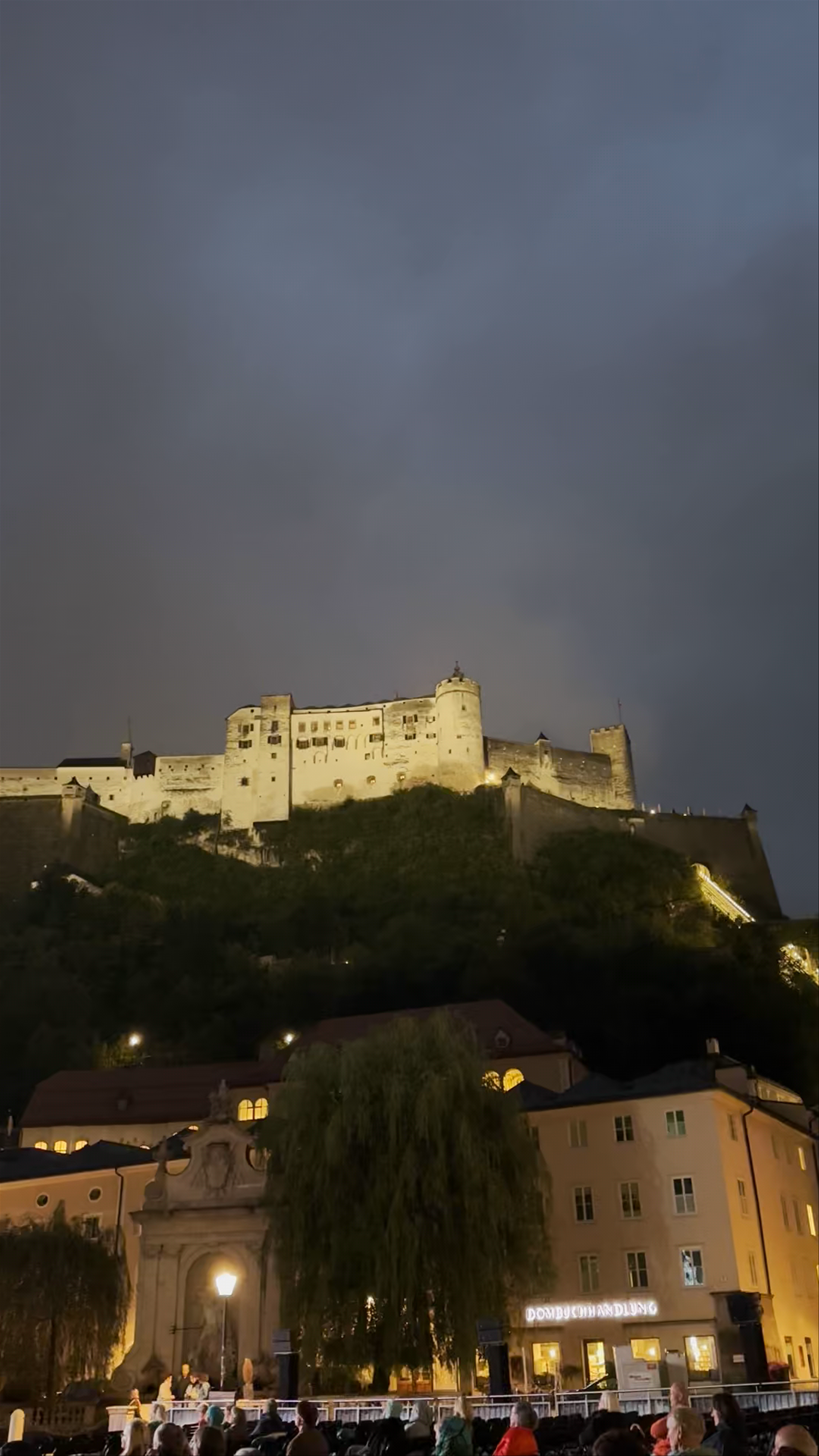 Kapitelplatz Evening Cinema with Illuminated Hohensalzburg Fortress