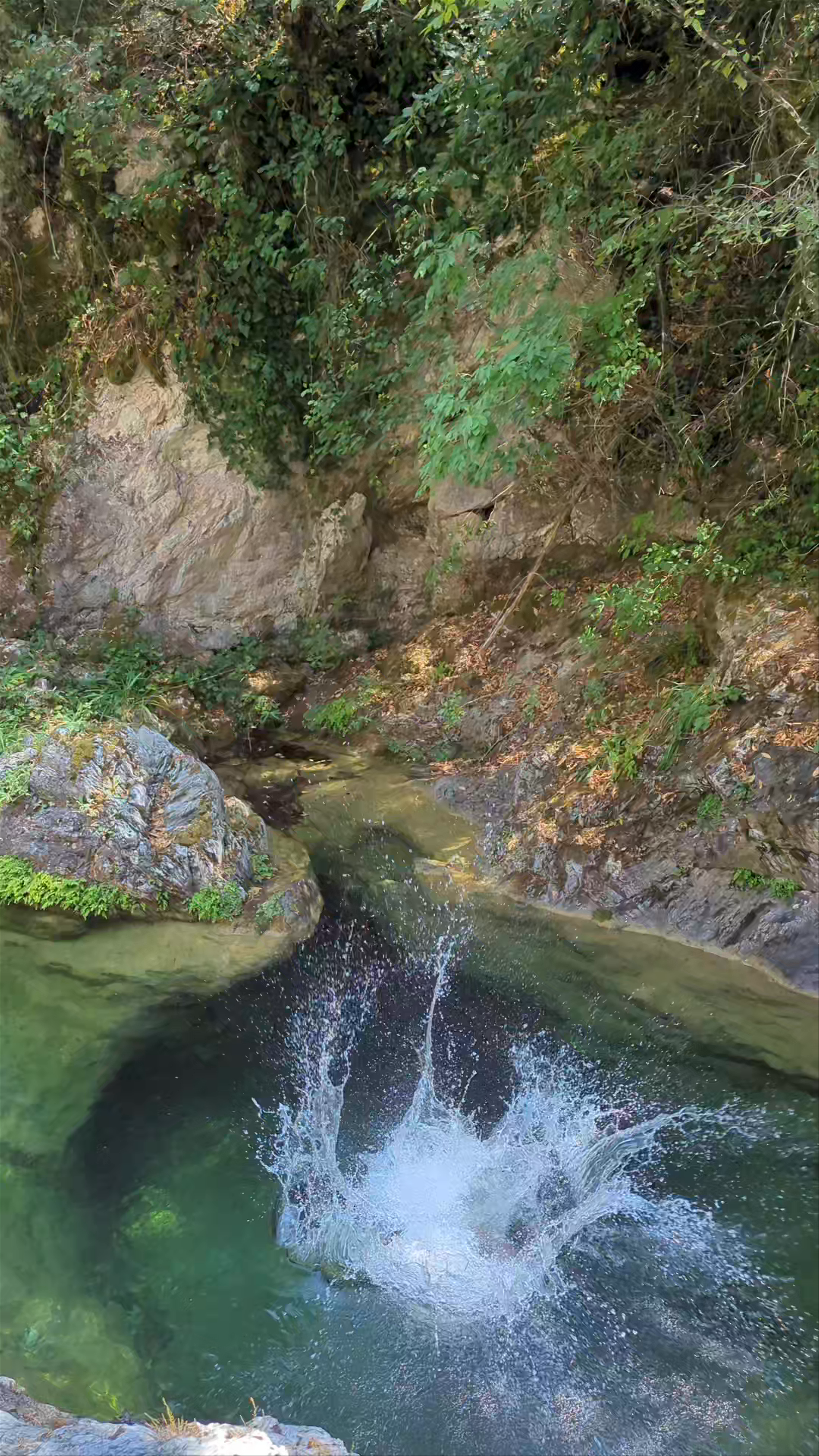 Refreshing Swim at Waterfall Agia Kori in Tirnavos, Greece