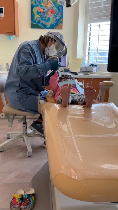 Trilla Cajulis, DDS - My little princess enjoying herself watching movie while getting cleaned! - Pediatric Dentists Near Me - Chula Vista, California